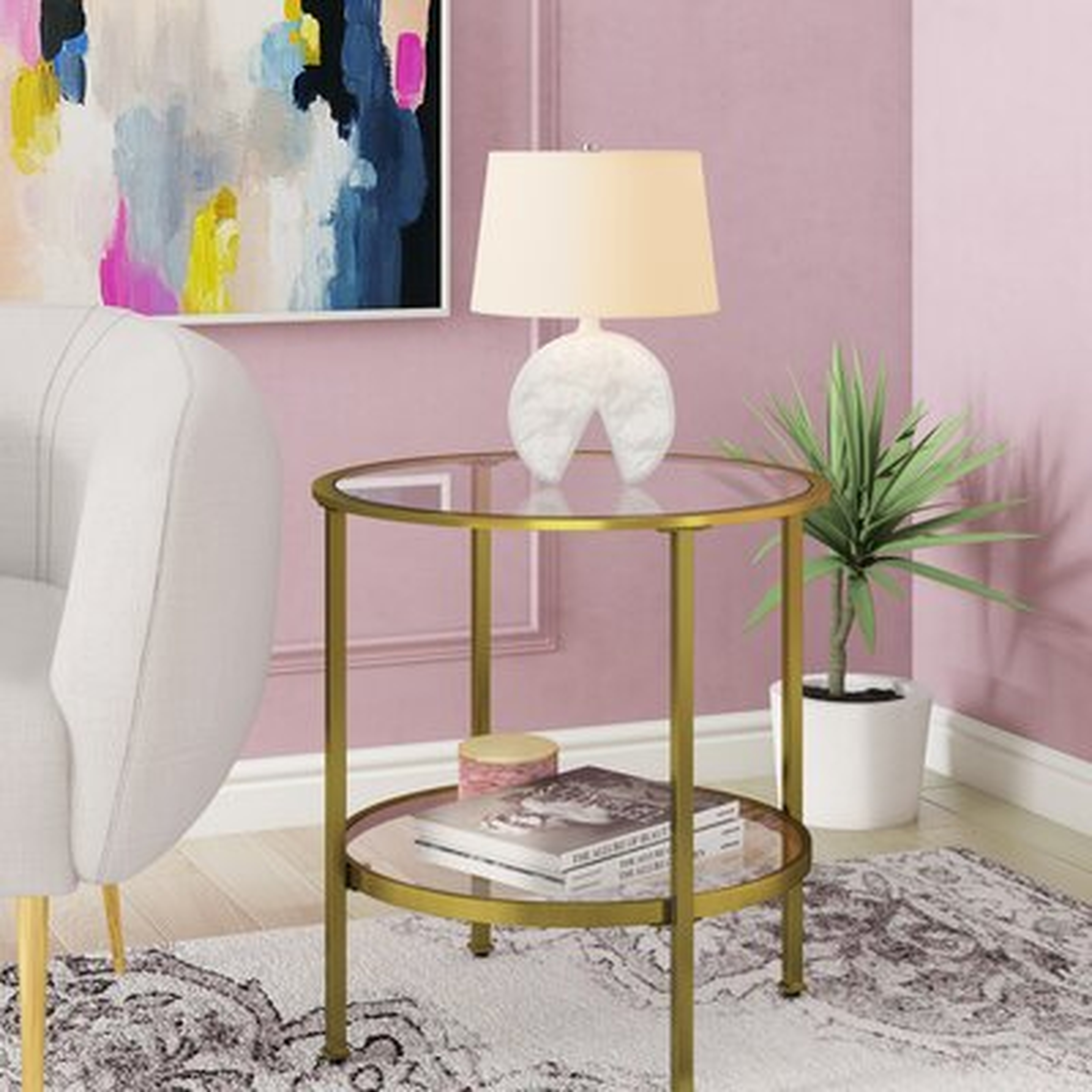 Margarita Glass Top End Table with Storage - Wayfair