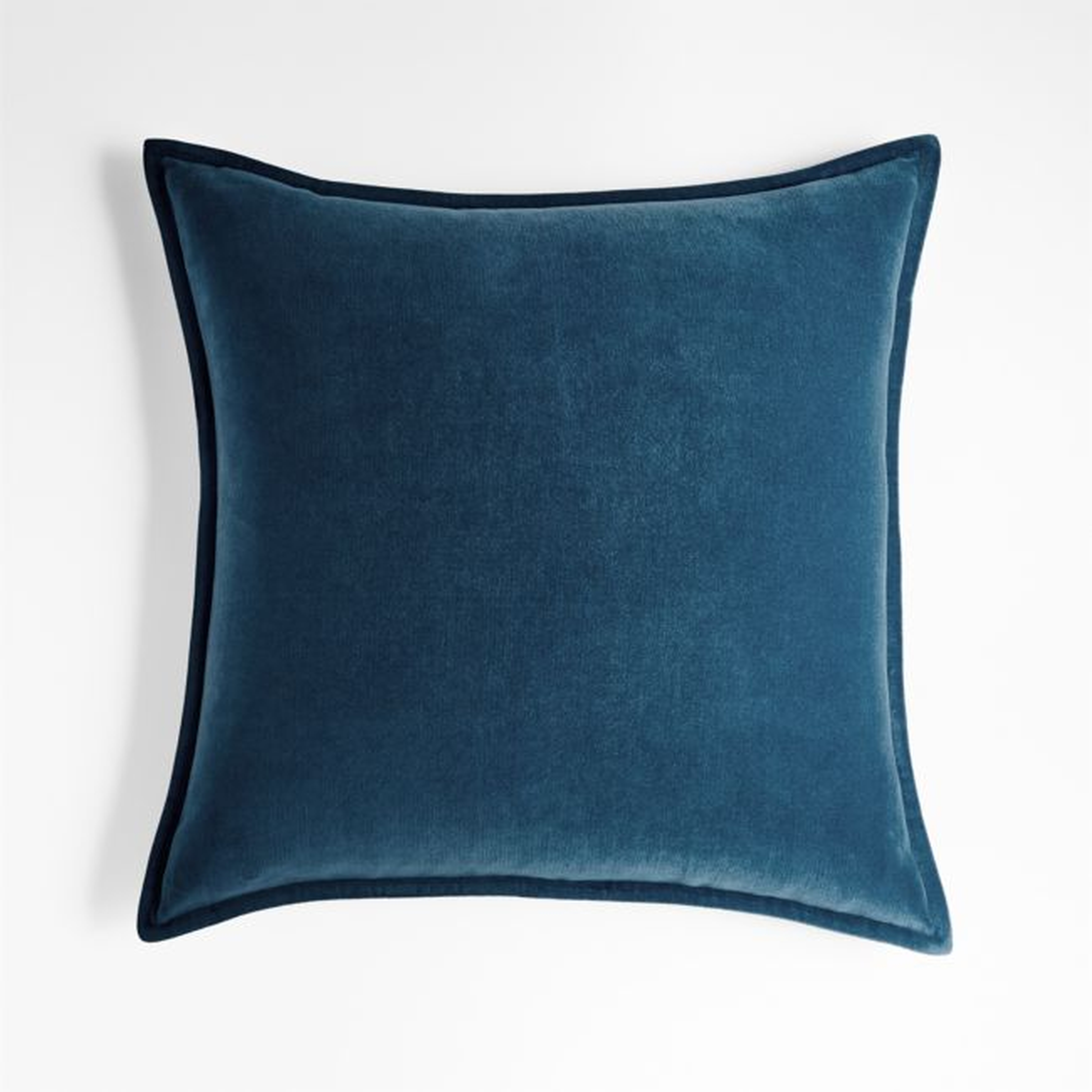 Washed Cotton Velvet Pillow, Deep Sea, 20" x 20" - Crate and Barrel