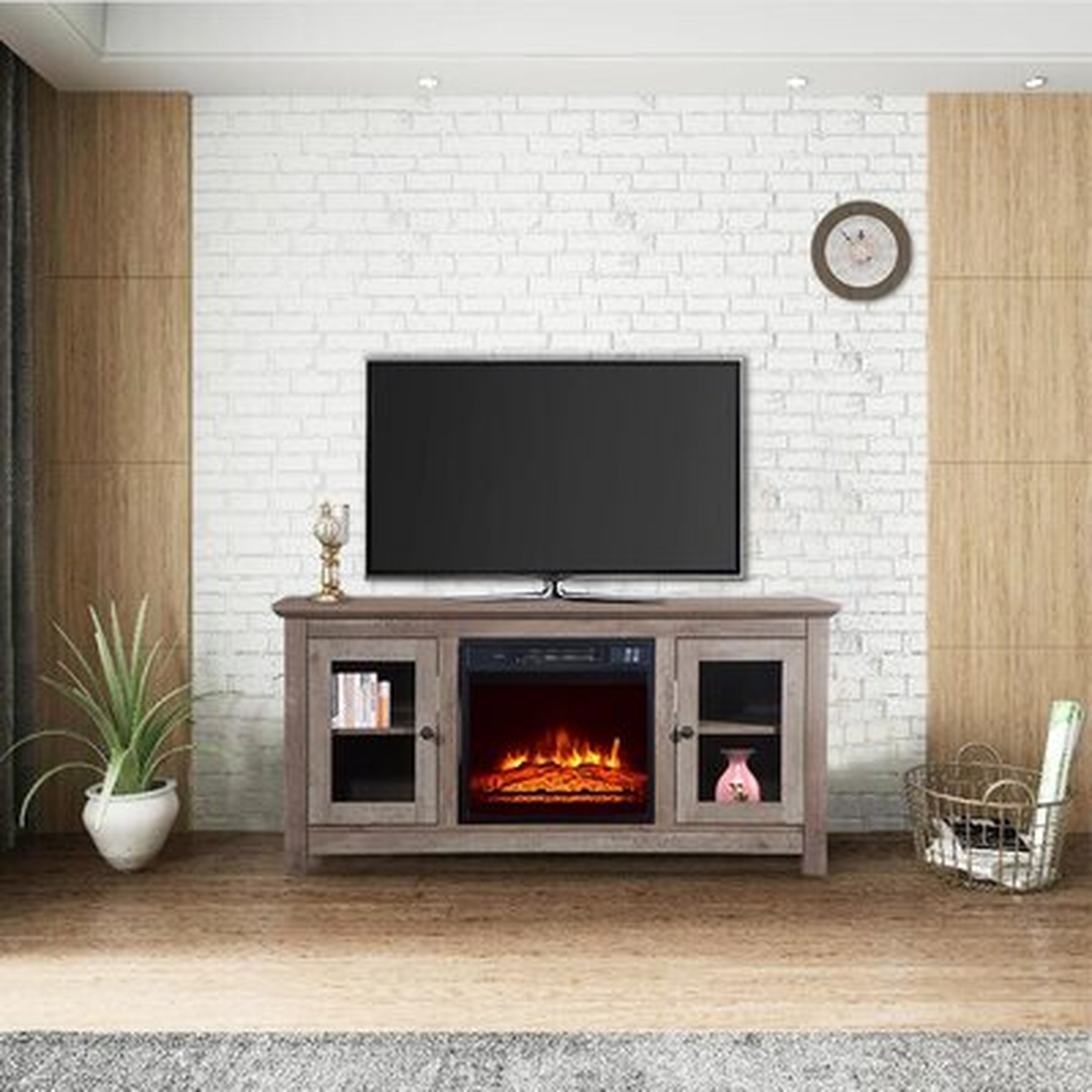 1400W Electric Fireplace TV Console With Cabinet Doors For TV's Up To 51" - Wayfair