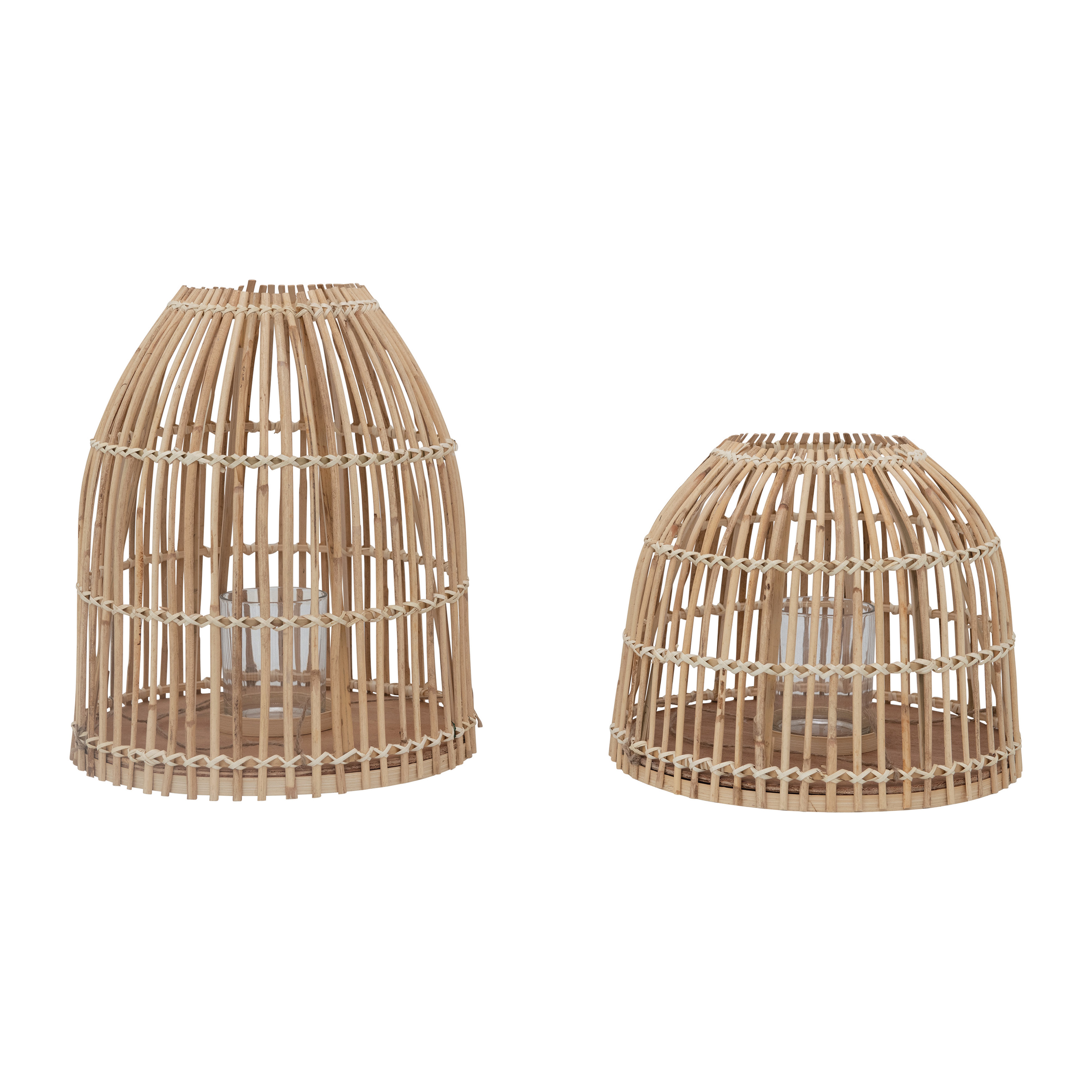 Bamboo Lanterns with Glass Inserts, Set of 2 Sizes - Nomad Home