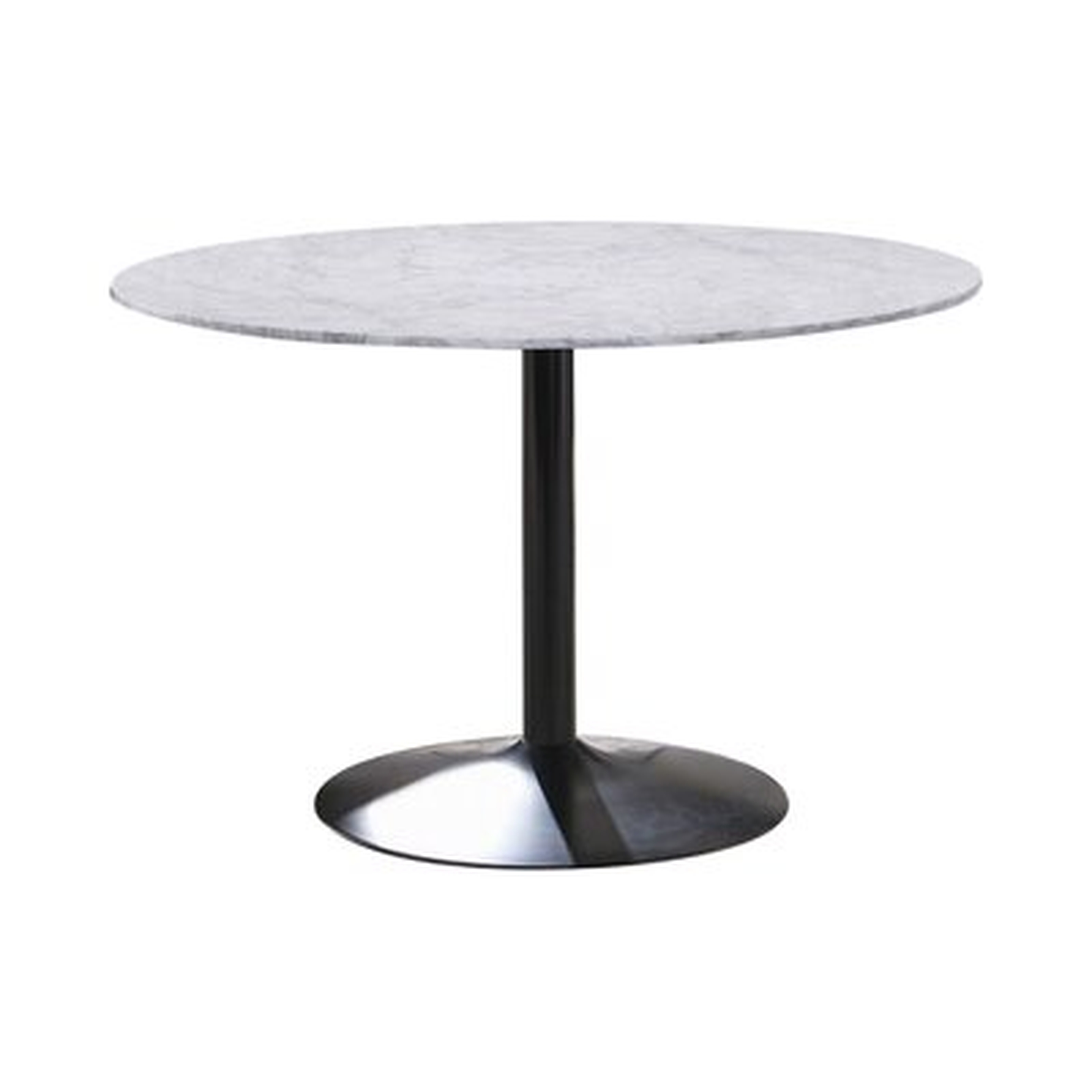 Dining Table With Marble Top And Metal Flared Base, White And Black - Wayfair