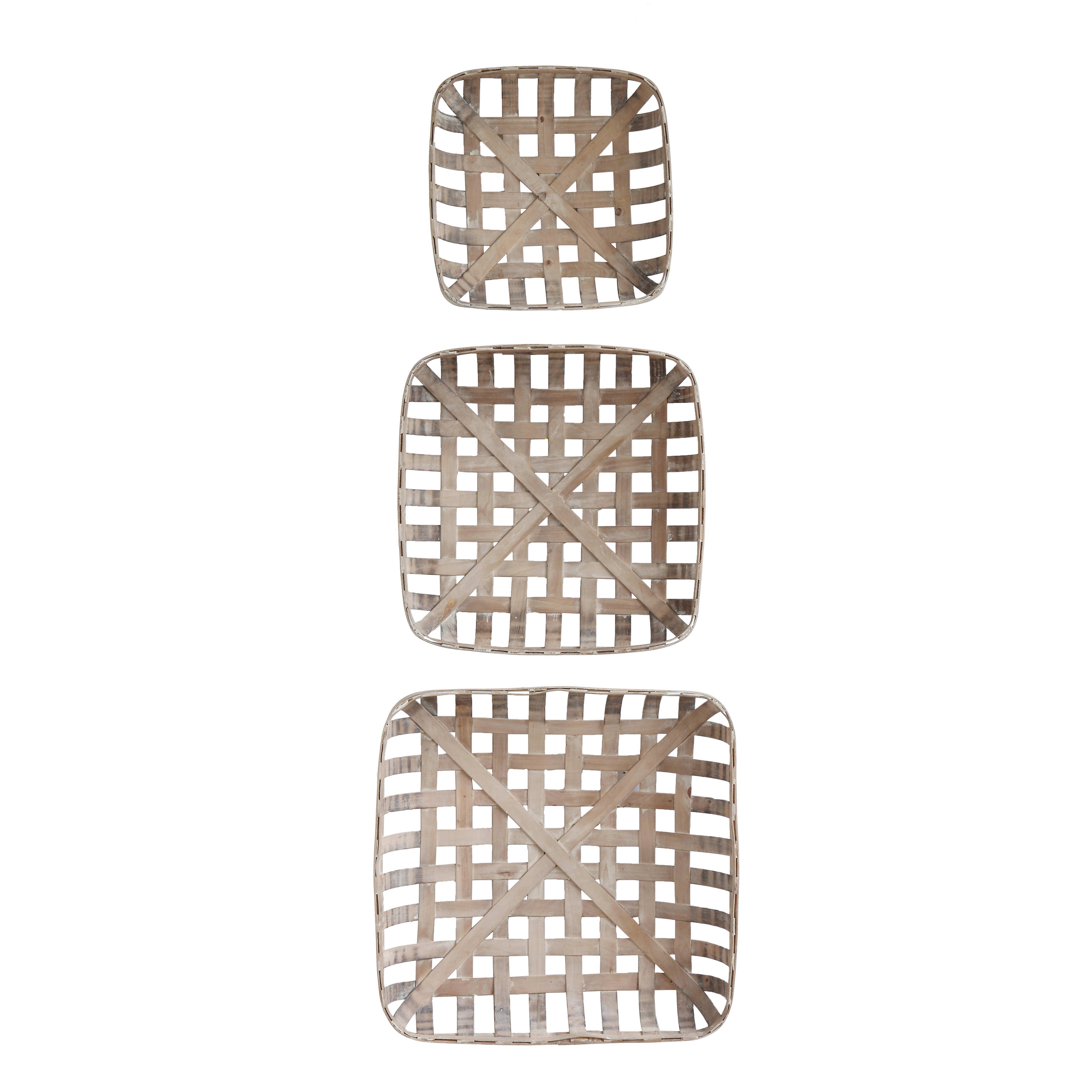 Set of 3 Square Reproduction Tobacco  Baskets - Nomad Home