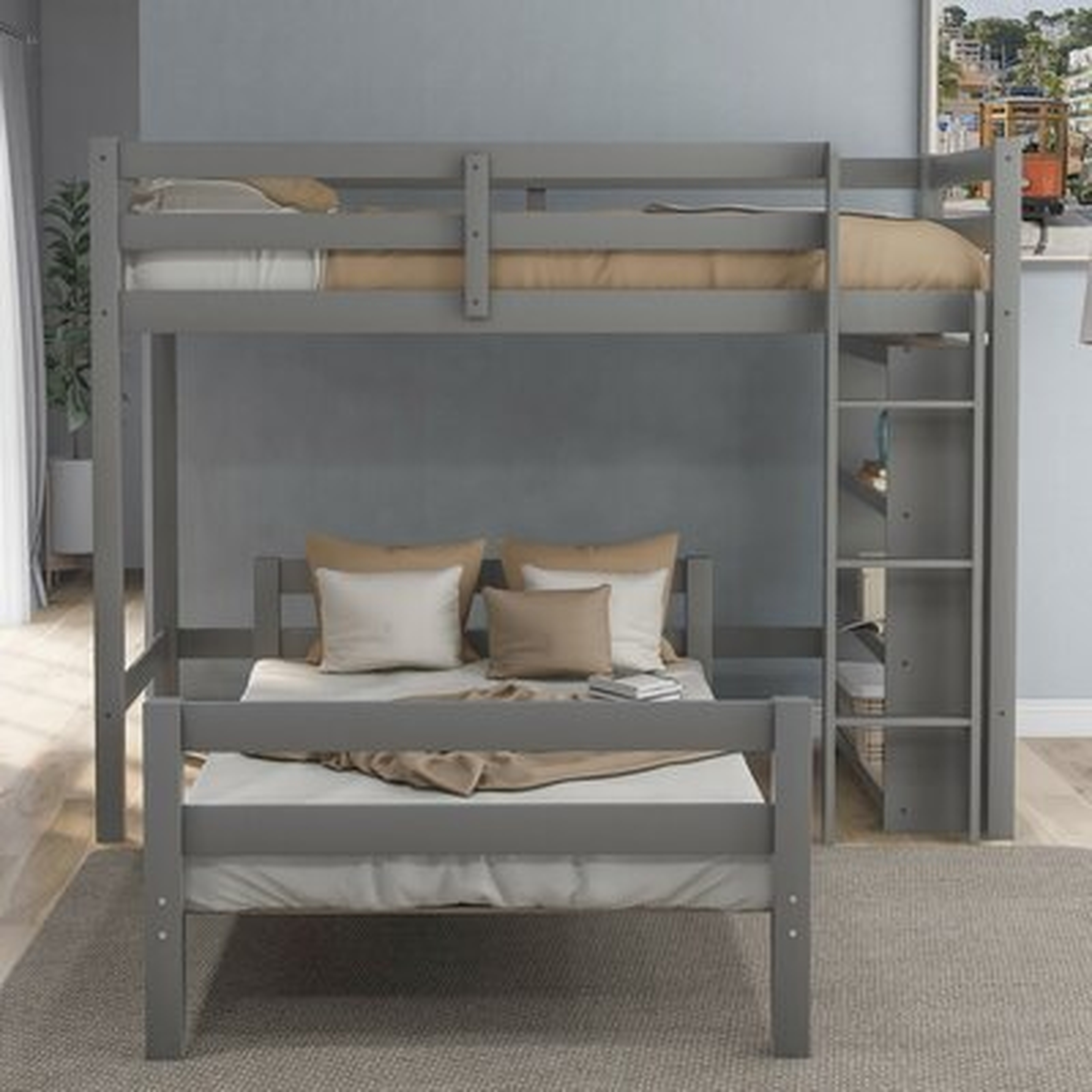 Engen Twin over Twin L Bunk Bed with Shelves - Wayfair