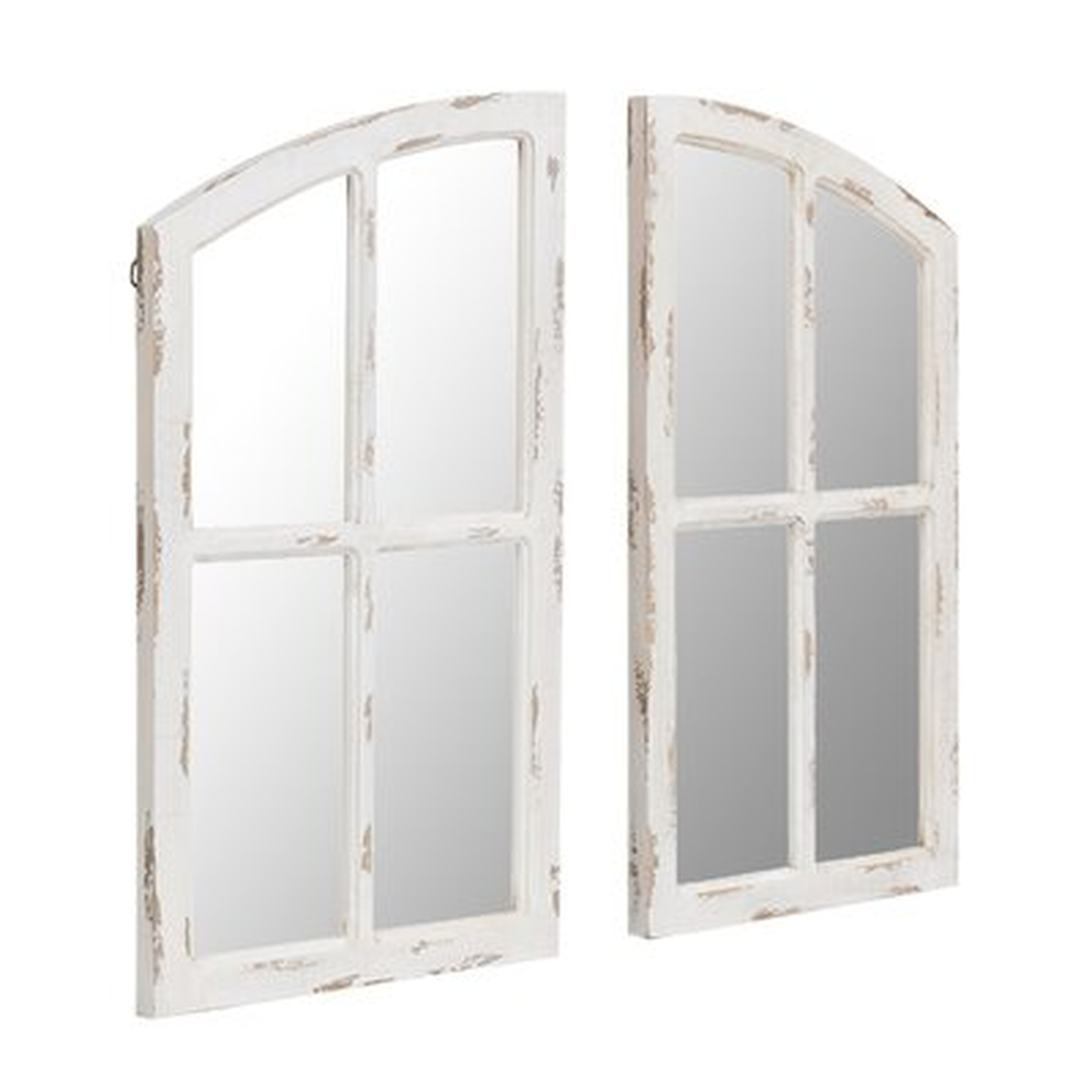 One Allium Way® Farmhouse Mirror,wood Window Mirror Rustic Arch Mirror Decorative Wall Mirror,wall-mounted Mirrors For Wall Decor Living Room,white - Wayfair