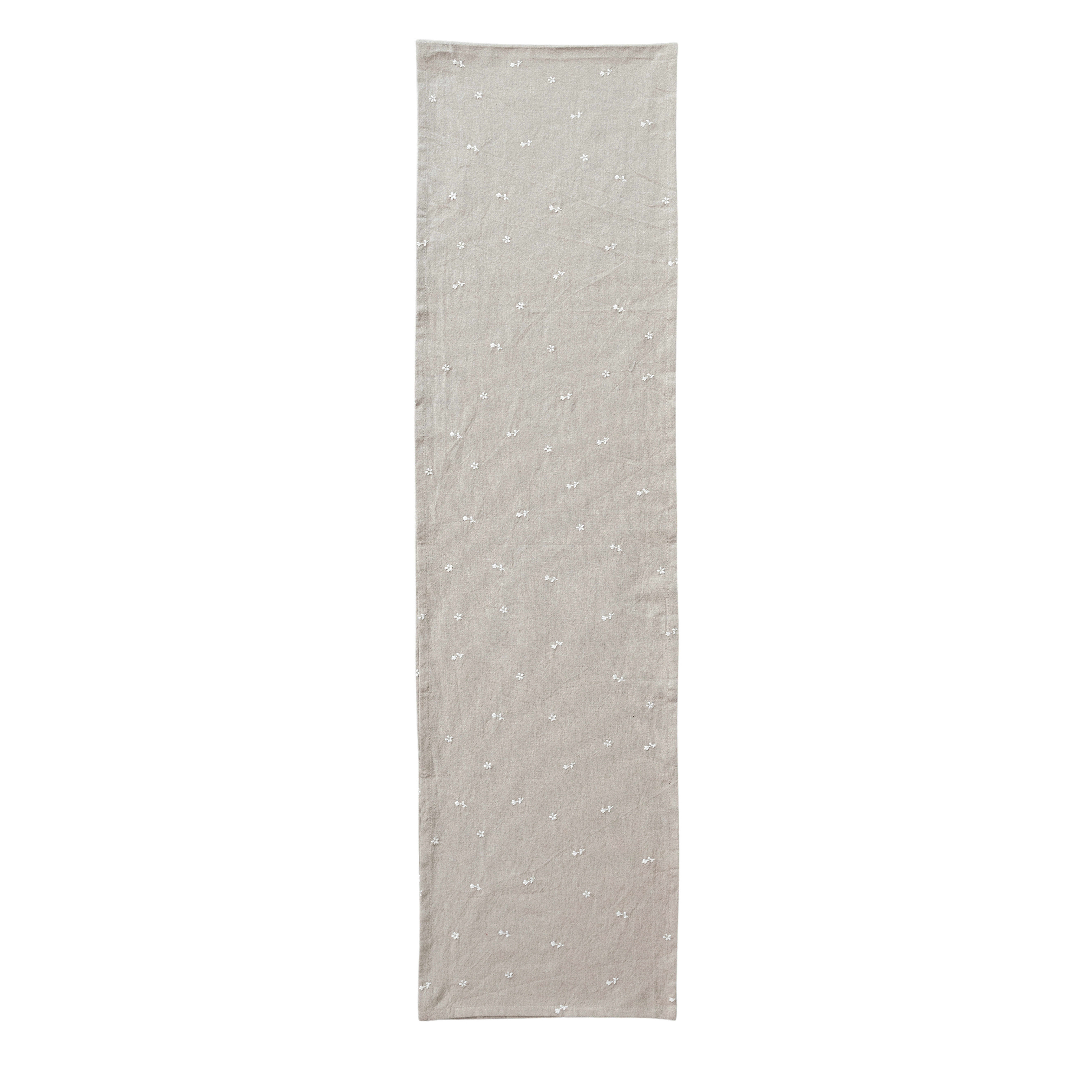 Floral Embroidery Cotton Table Runner, Natural - Creative Co-Op