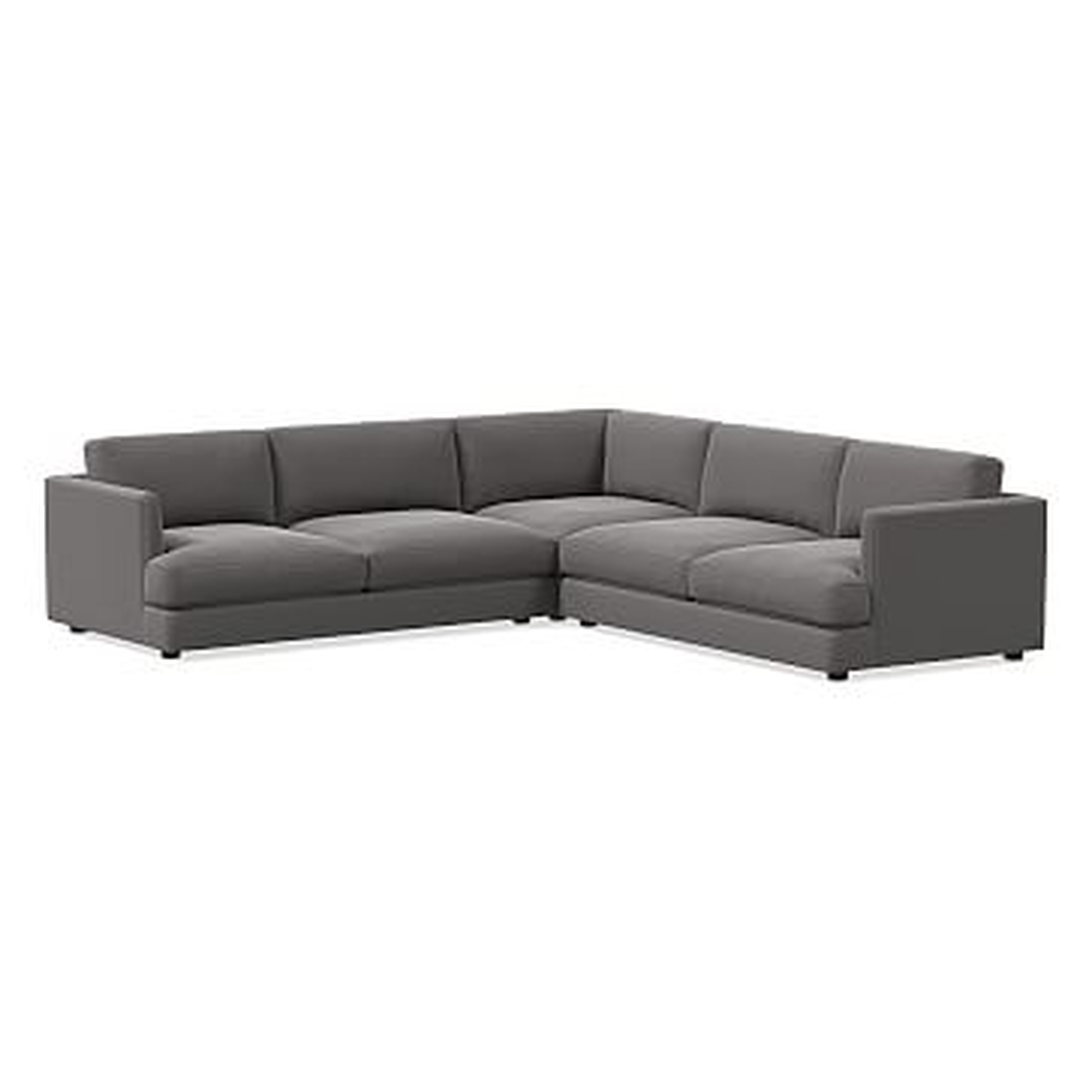 Haven Sectional Set 03: Left Arm Sofa, Corner, Right Arm Sofa, Marled Microfiber, Heather Gray, Concealed Support, Trillium - West Elm