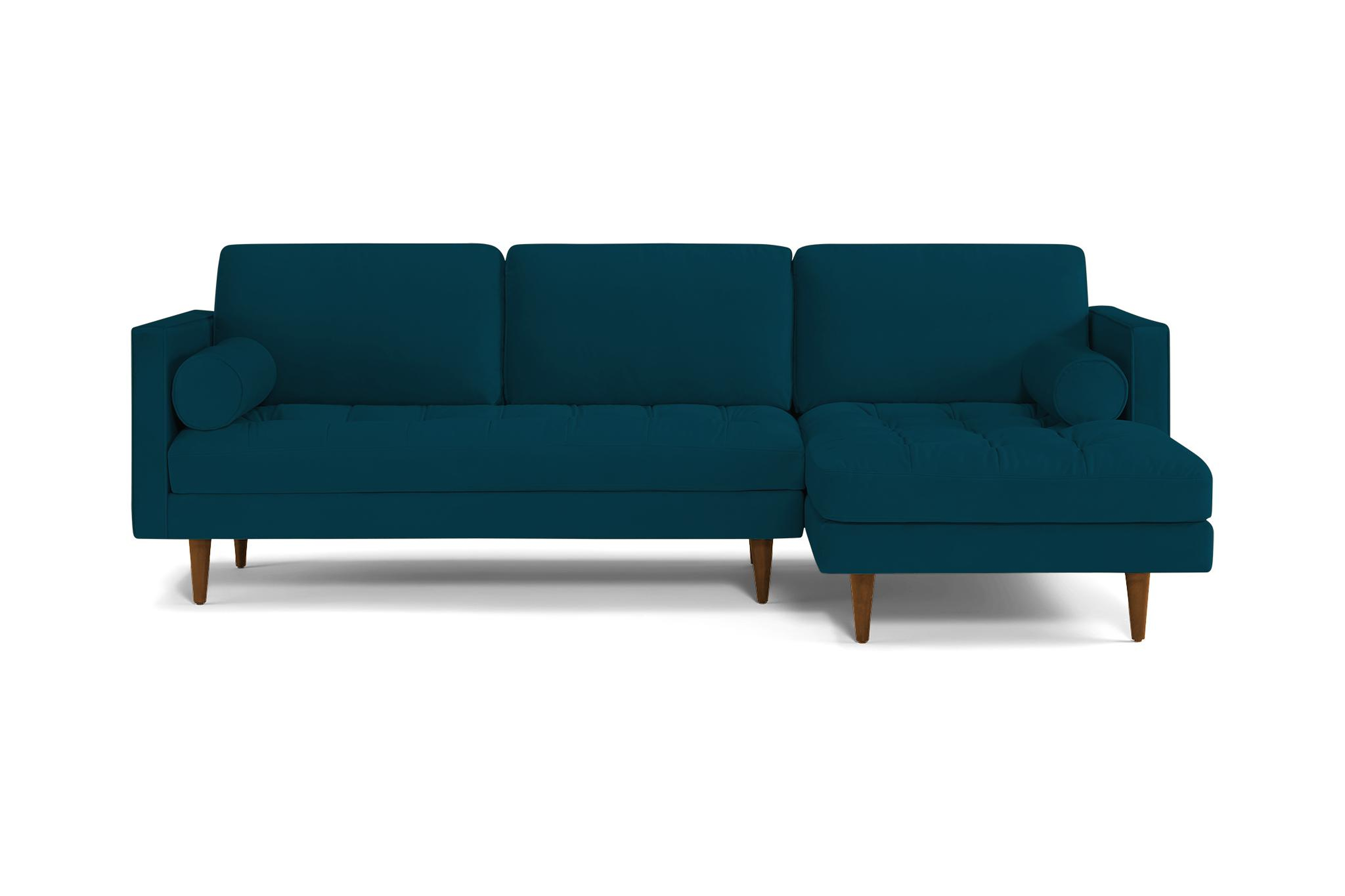 Blue Briar Mid Century Modern Sectional - Key Largo Zenith Teal - Mocha - Right - Joybird