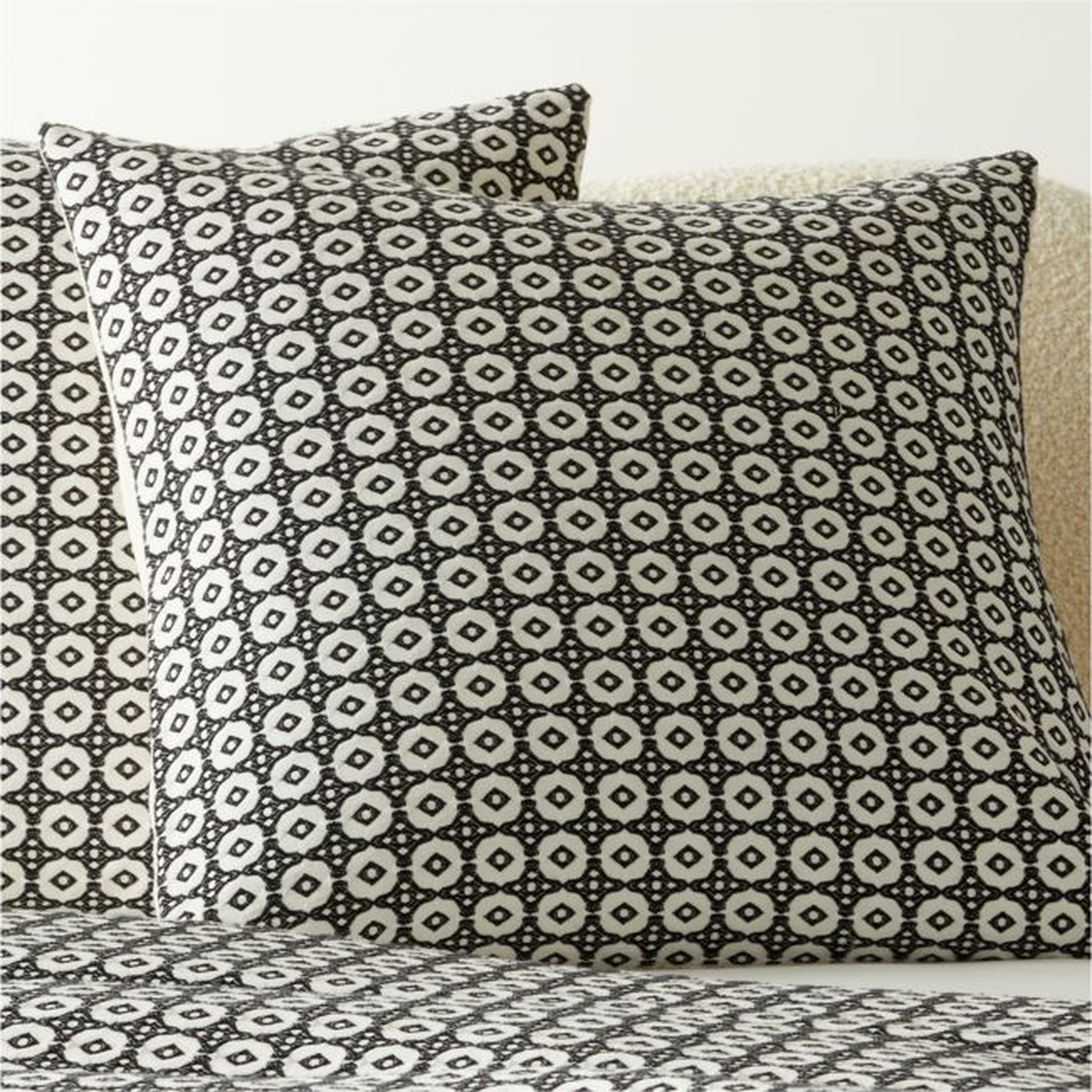 Melina Organic Cotton Black and Warm White Euro Pillow Shams Set of 2 - CB2