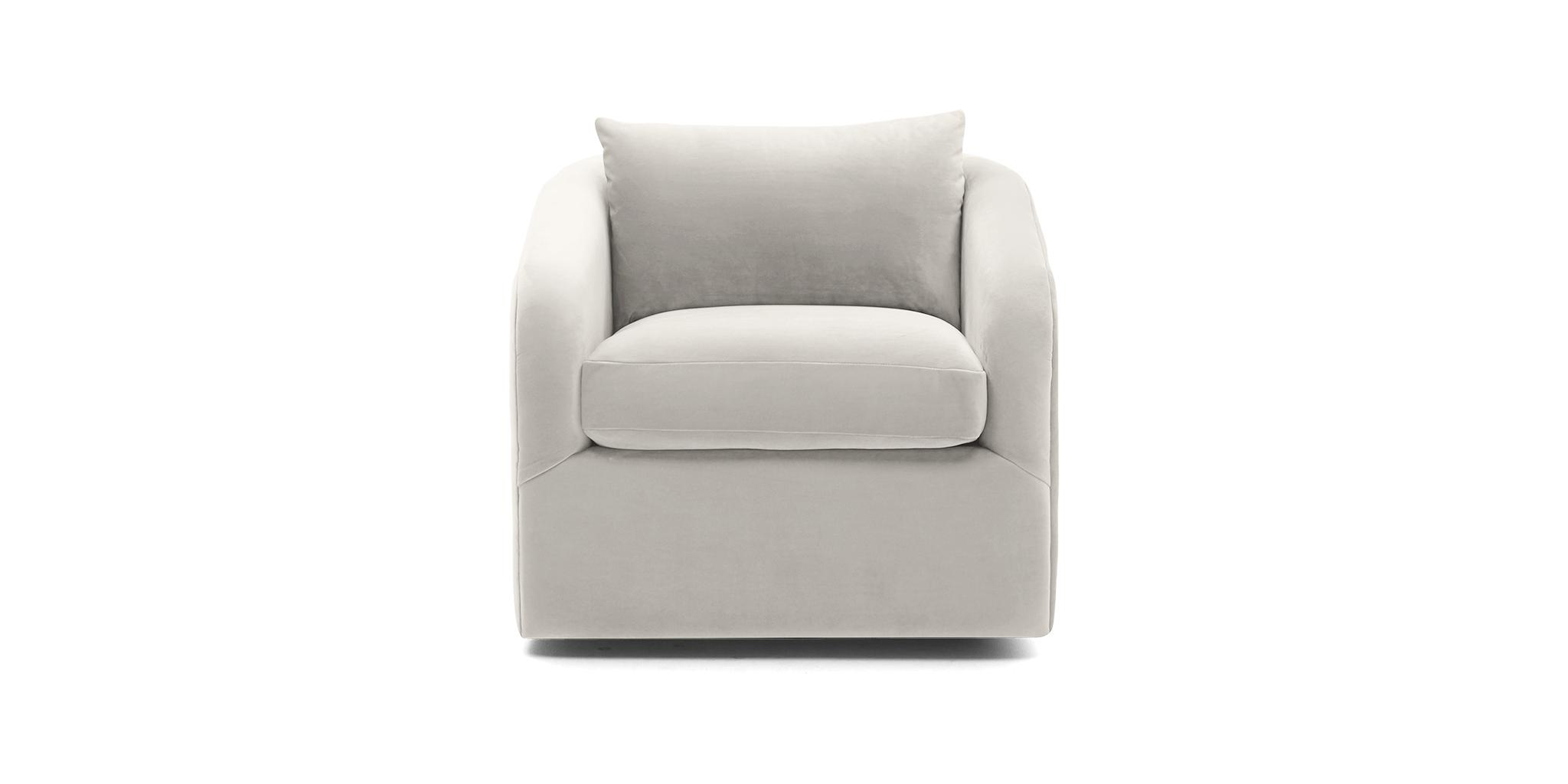 White Amelia Mid Century Modern Swivel Chair - Tussah Snow - Joybird