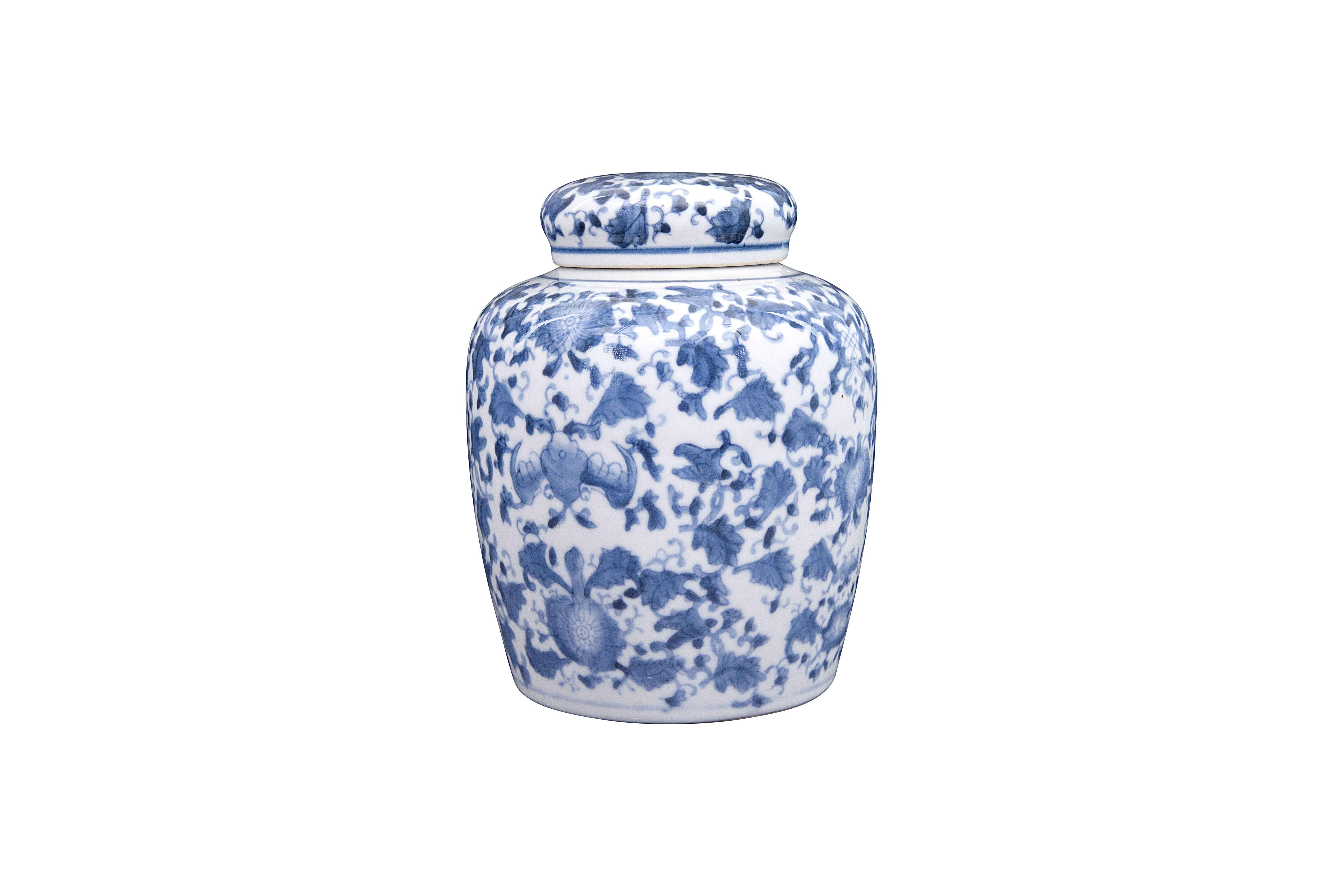 Decorative Ceramic Ginger Jar with Lid, Blue & White - Nomad Home