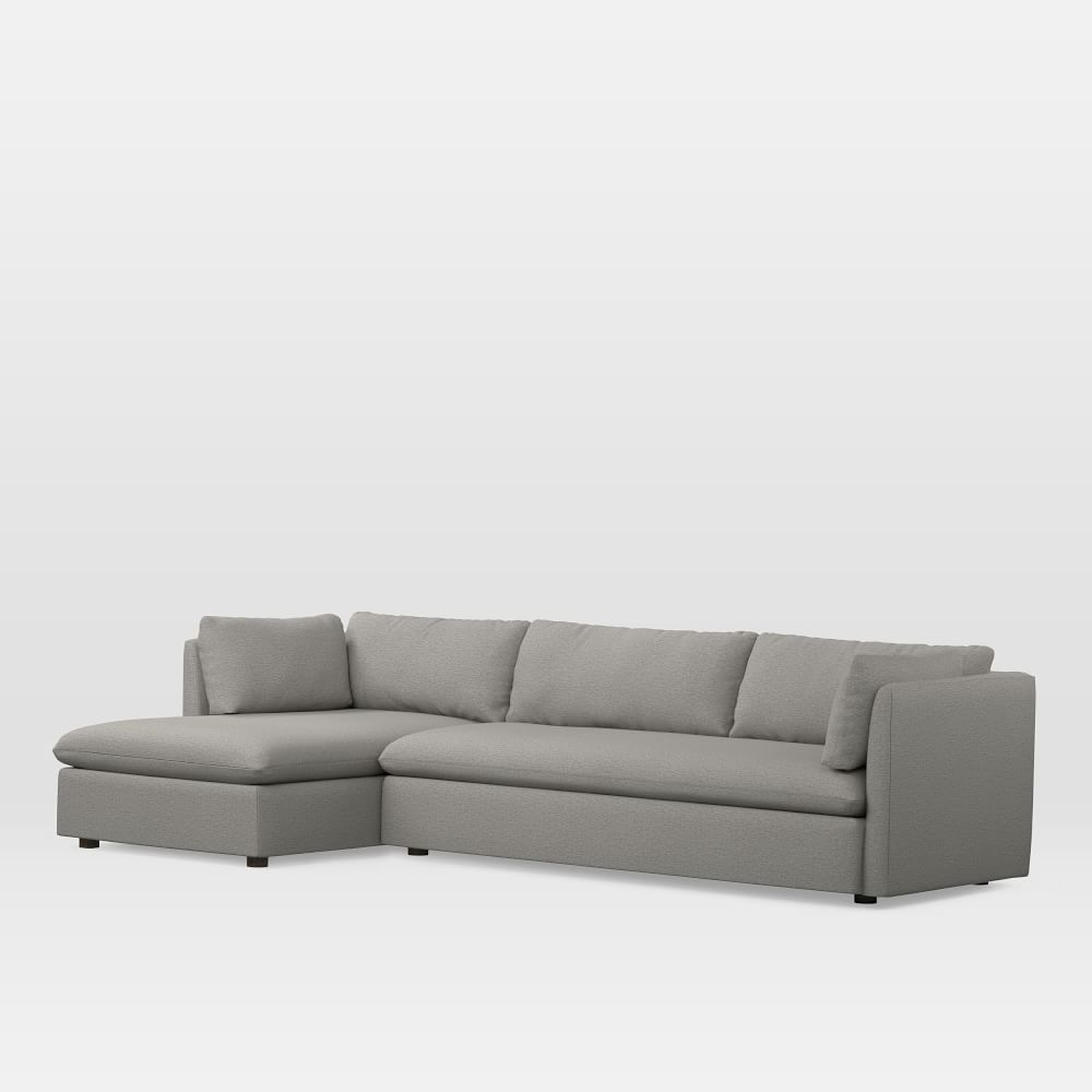 Shelter 105" Left 2-Piece Chaise Sectional, Twill, Silver - West Elm