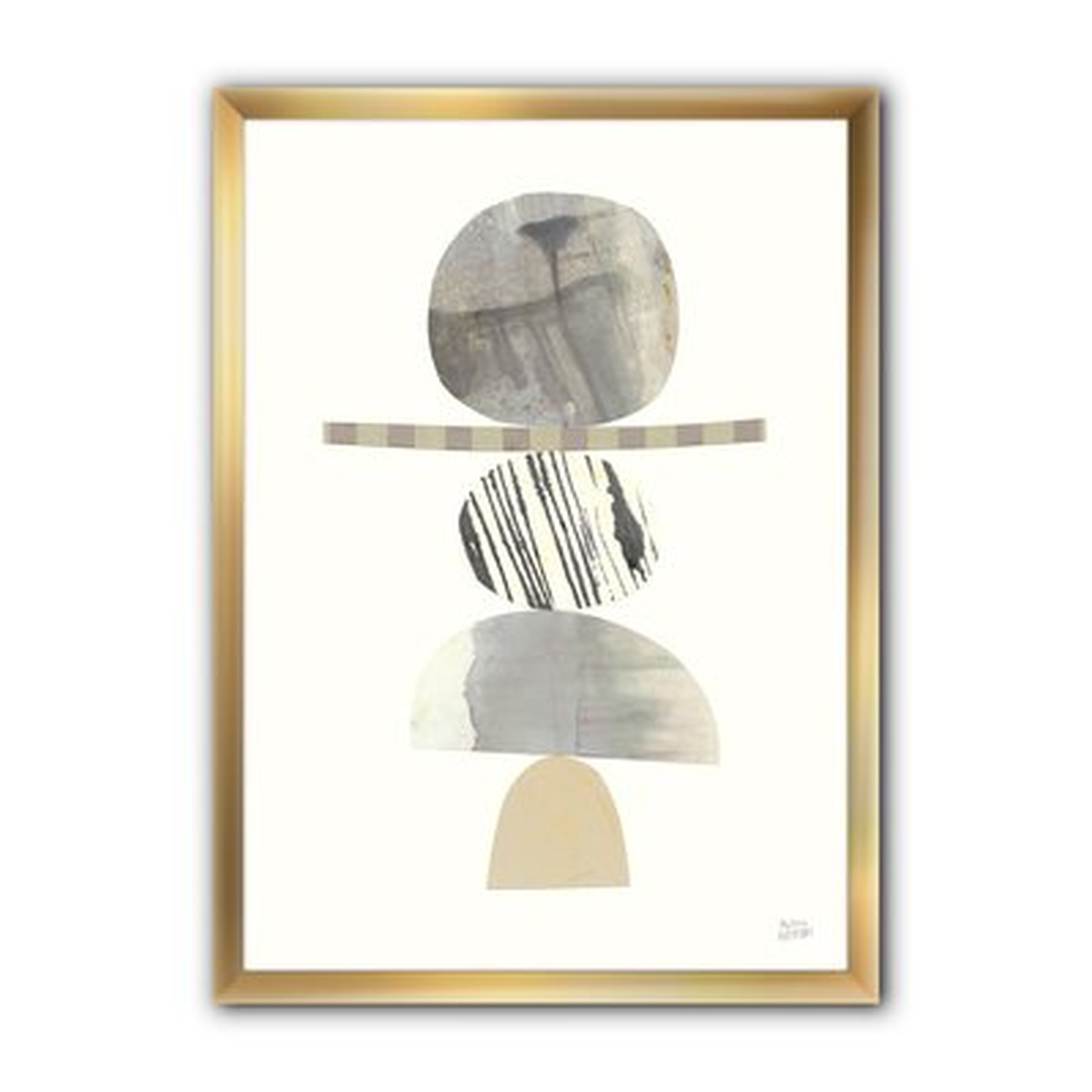 'Geometric Balance Neutral I' - Picture Frame Print on Canvas - Wayfair