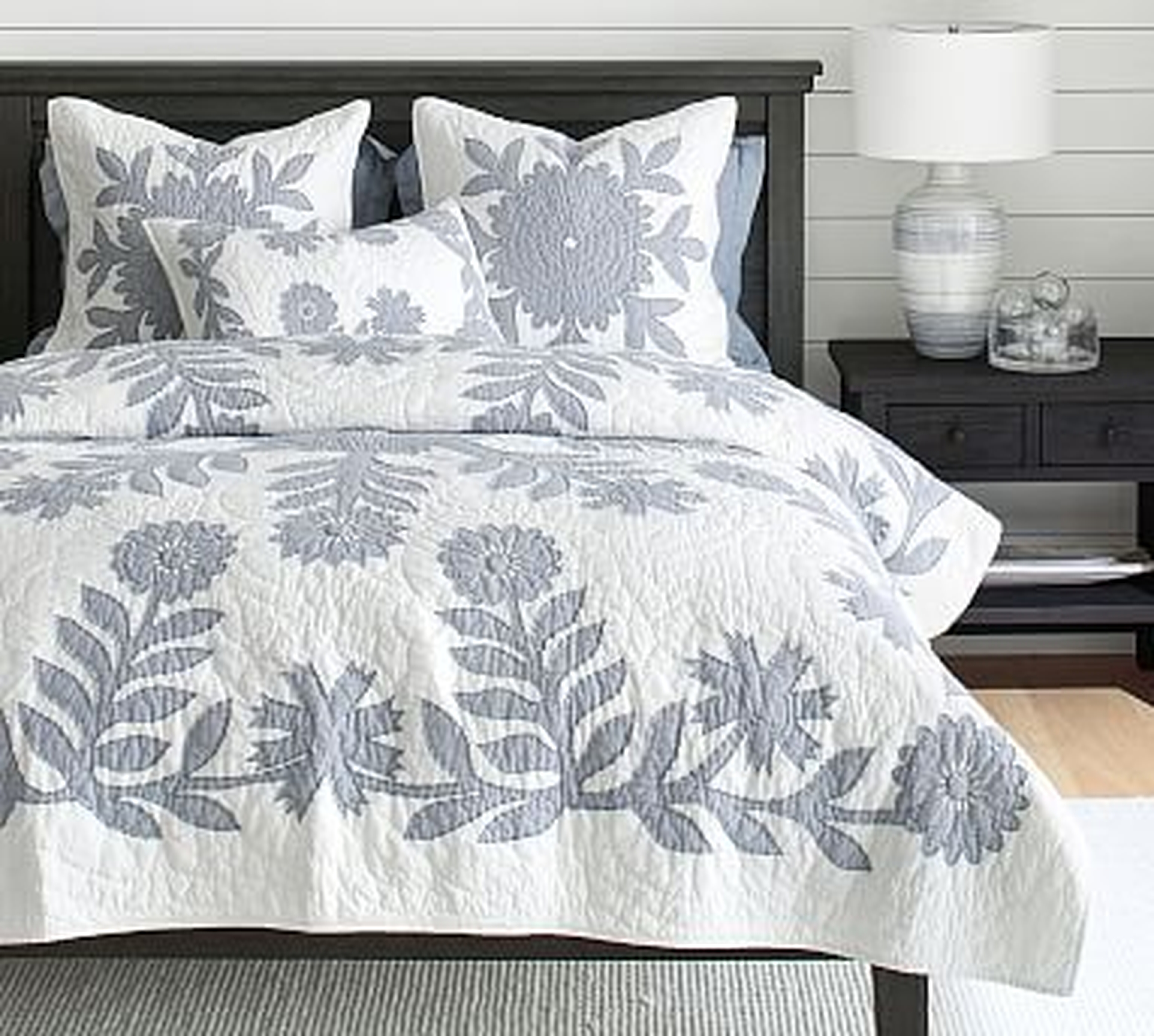 Lilo Cotton Handcrafted Applique Quilt, King/Cal. King, Chambray - Pottery Barn