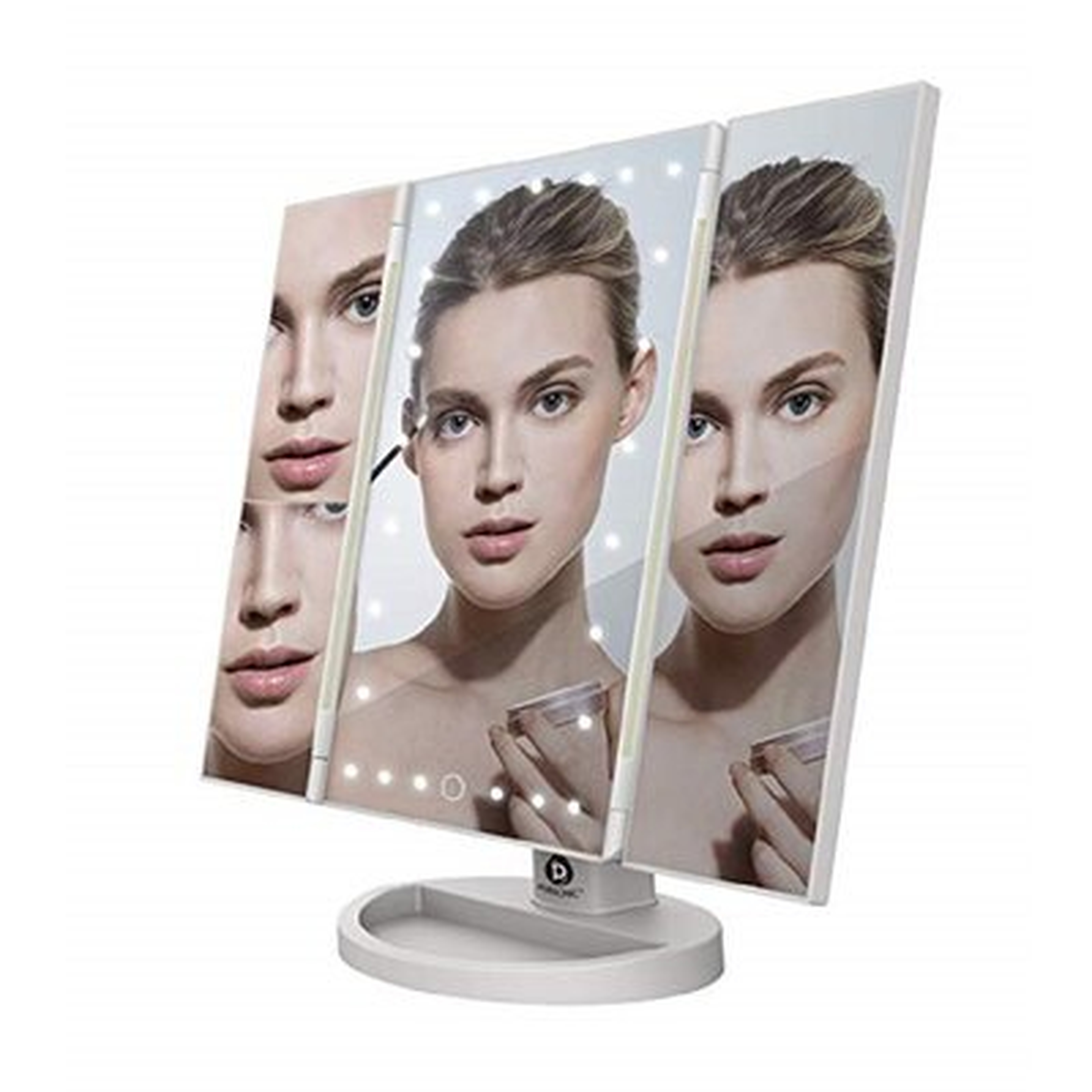 Virgil Led Tri Fold Vanity Mirror 2x and 3x Magnifications - 24 Dimmable Natural Lights, Touch Screen Adjustable Countertop Table Mirror with Cosmetic Stand - Wayfair