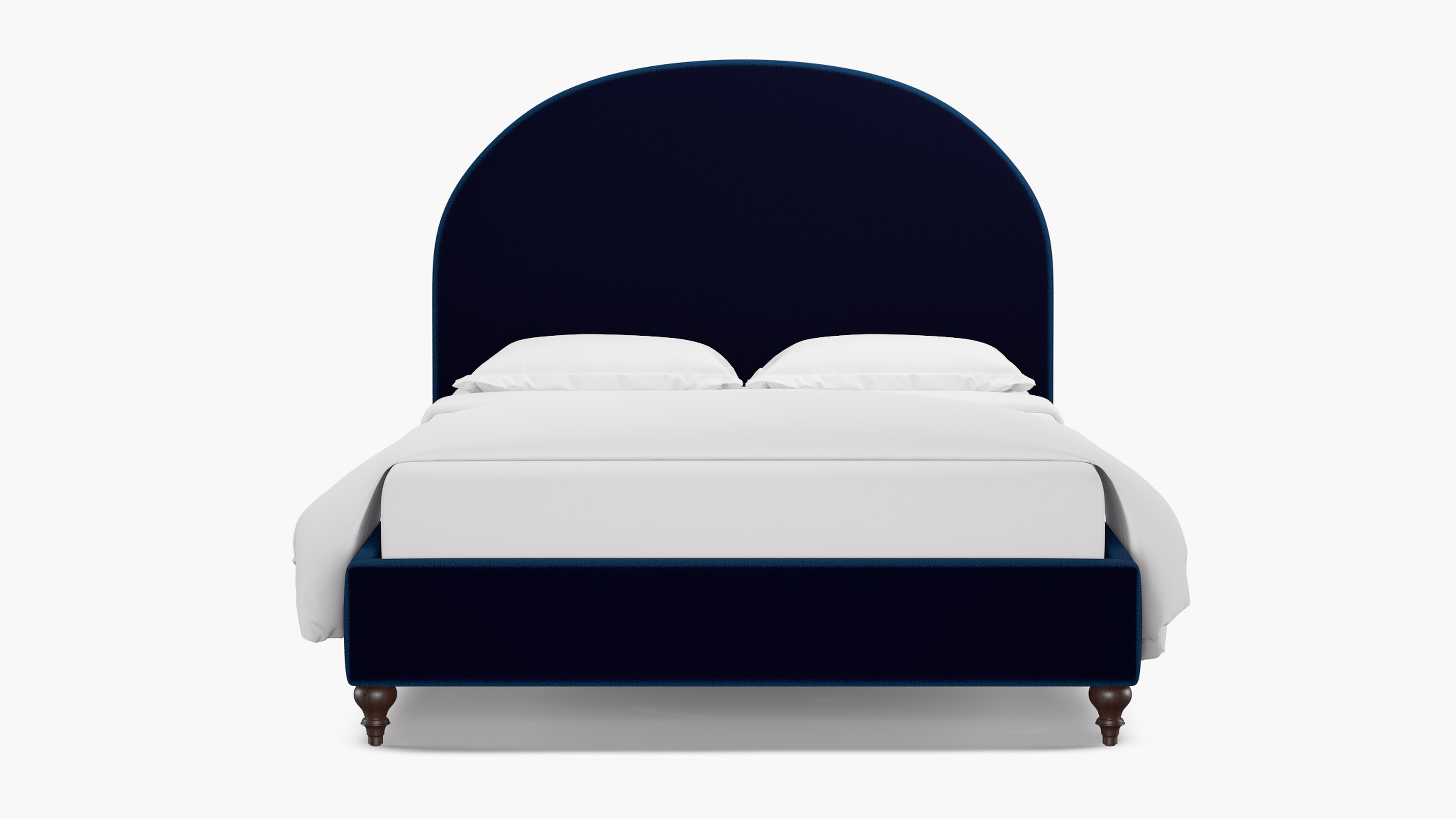 Demilune Bed, Cobalt Performance Plush Velvet, Espresso Traditional Turned Leg, Full - The Inside