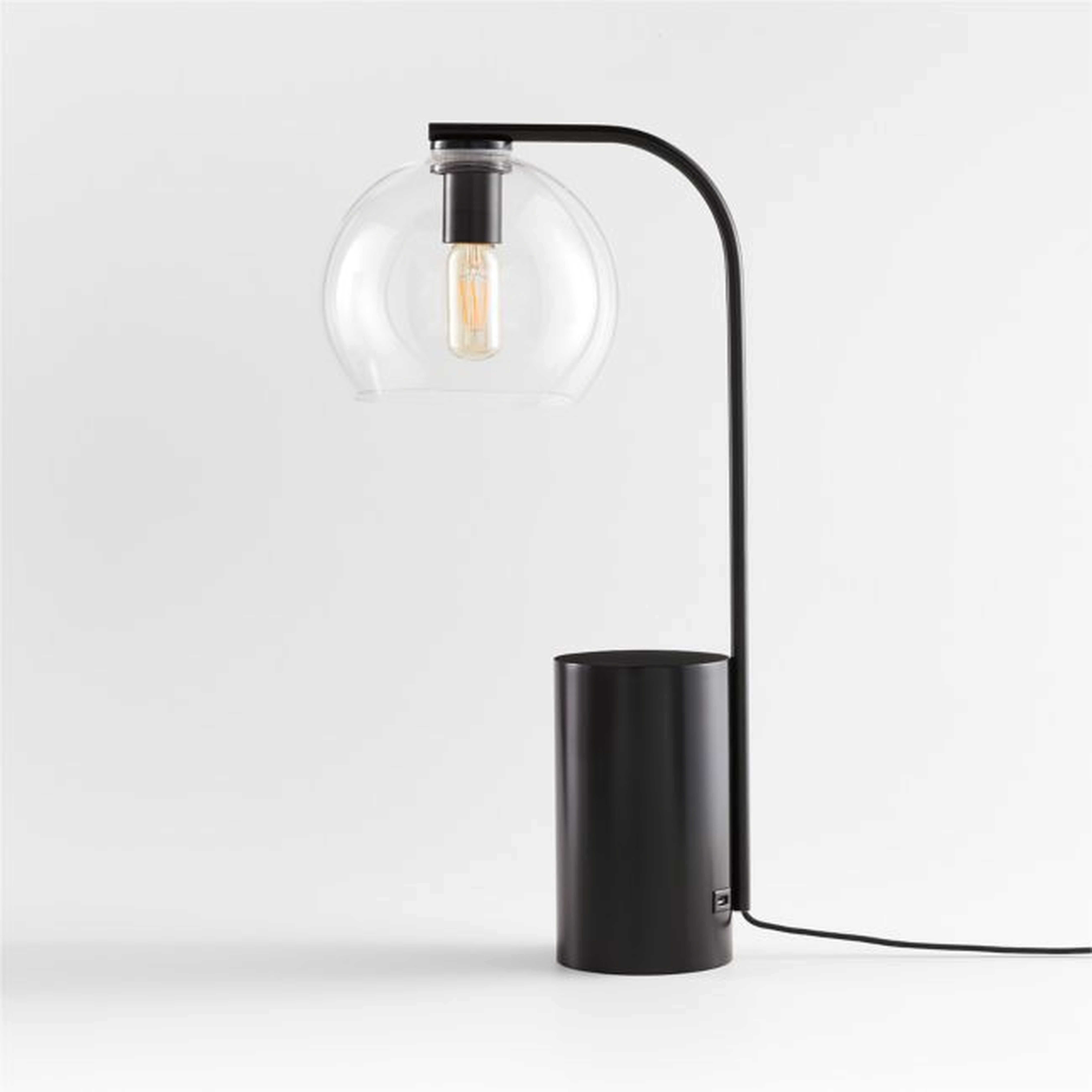 Arren Black Table Lamp with Clear Round Shade 22.25" - Crate and Barrel
