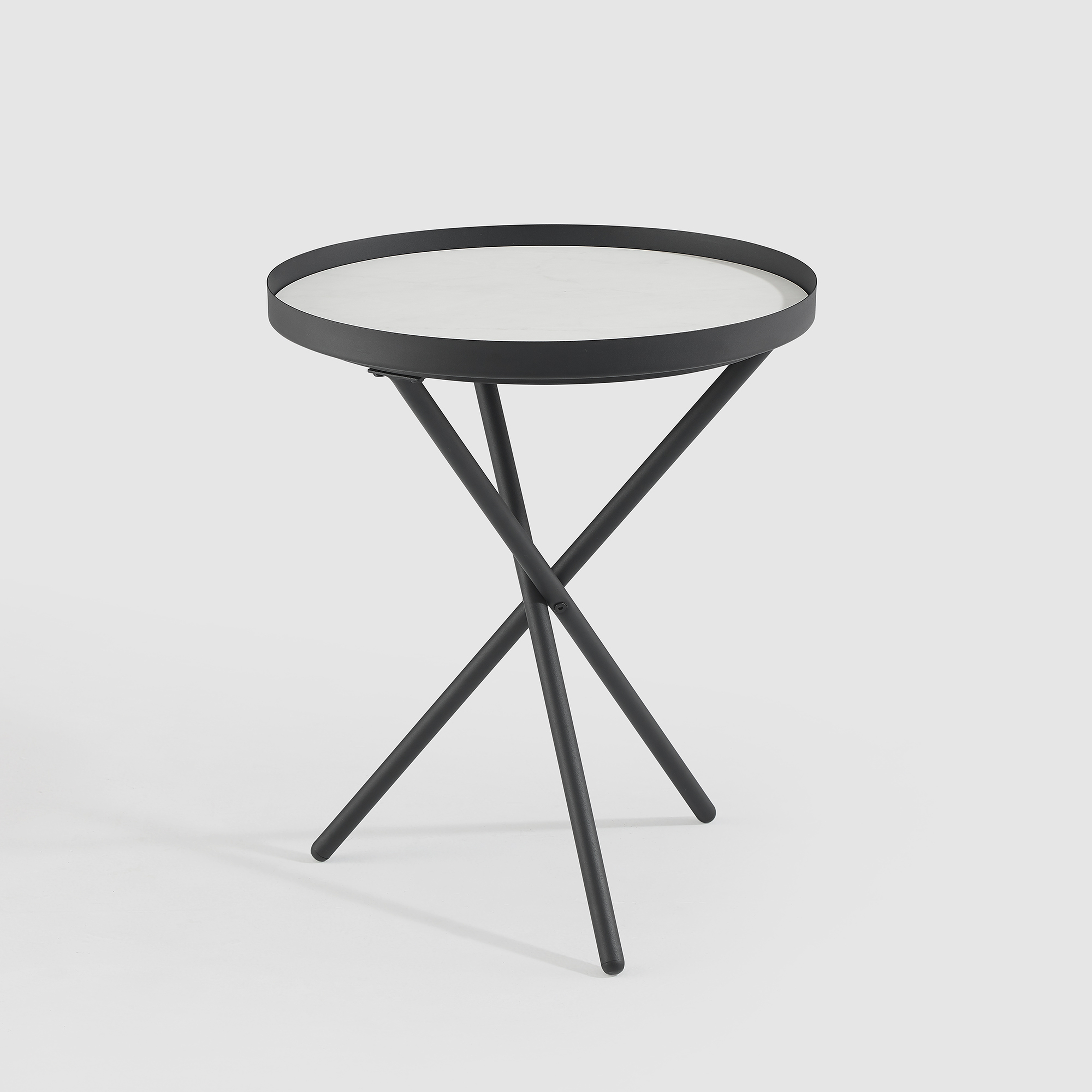 Contemporary Minimal Faux Marble Gallery-Top Side Table – Faux White Marble / Black - Walker Edison