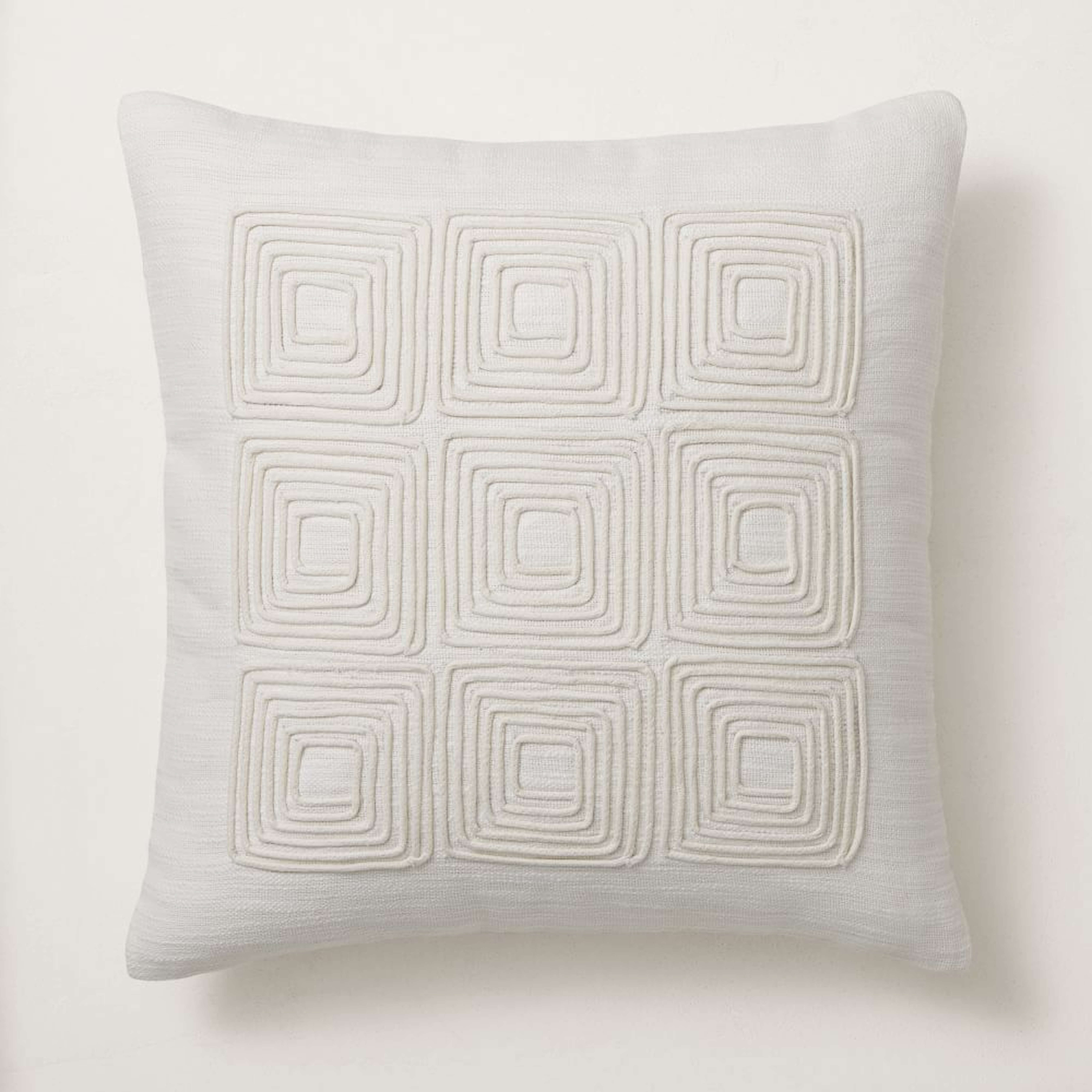 Corded Grid Pillow Cover, 20"x20", Alabaster - West Elm