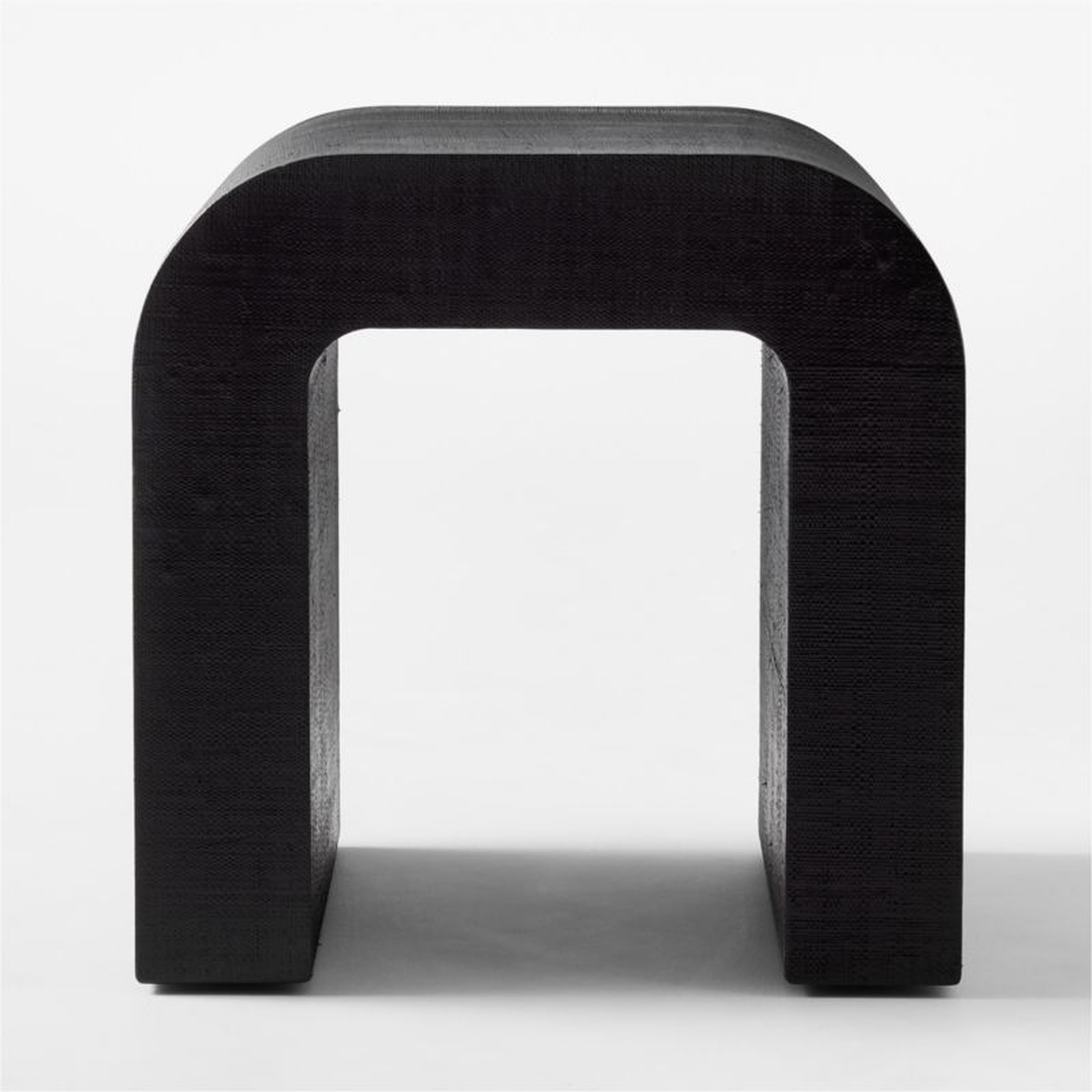 Horseshoe Black Lacquered Linen Side Table - CB2