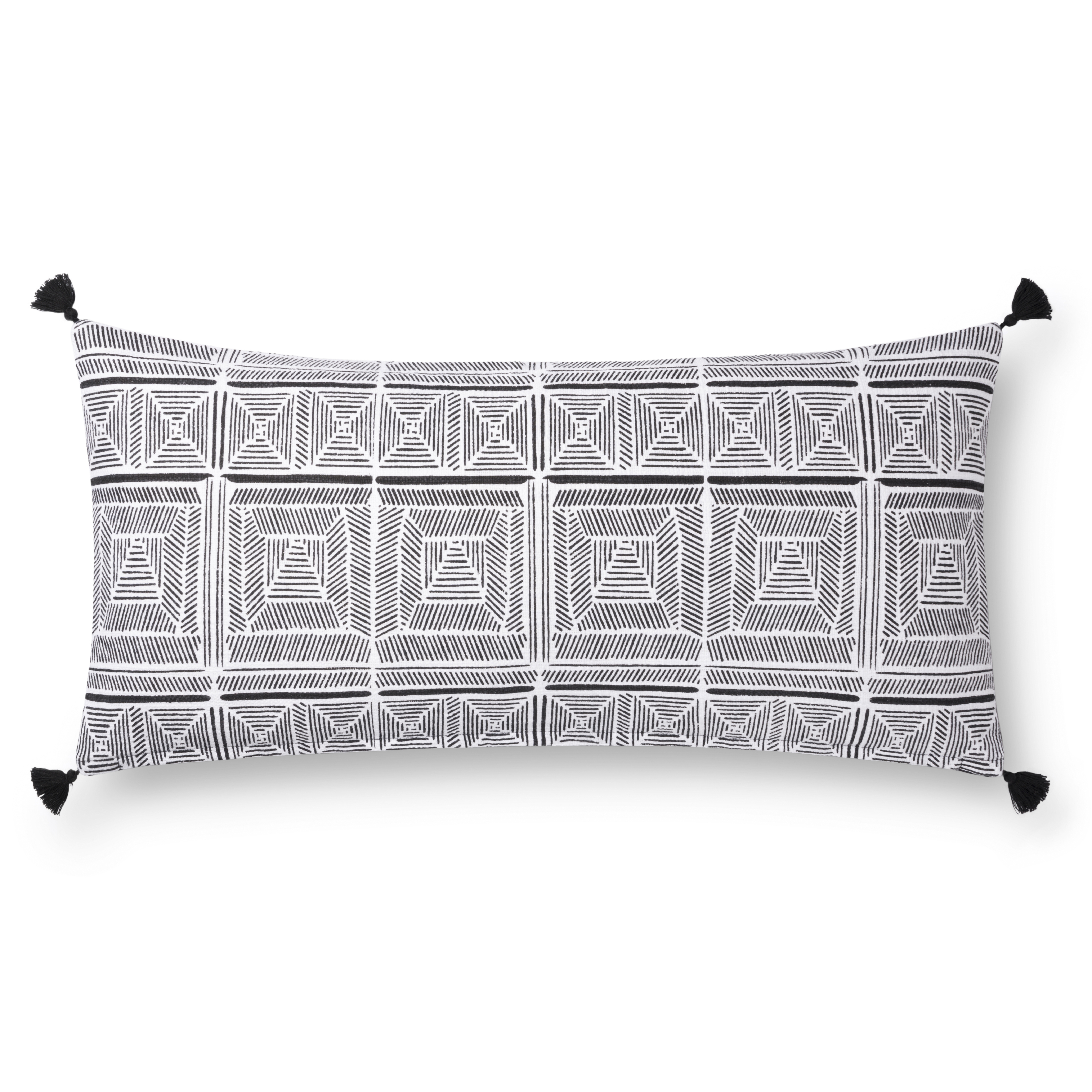 Justina Blakeney x Loloi PILLOWS P0775 Black / White 12" x 27" Cover Only - Loloi Rugs