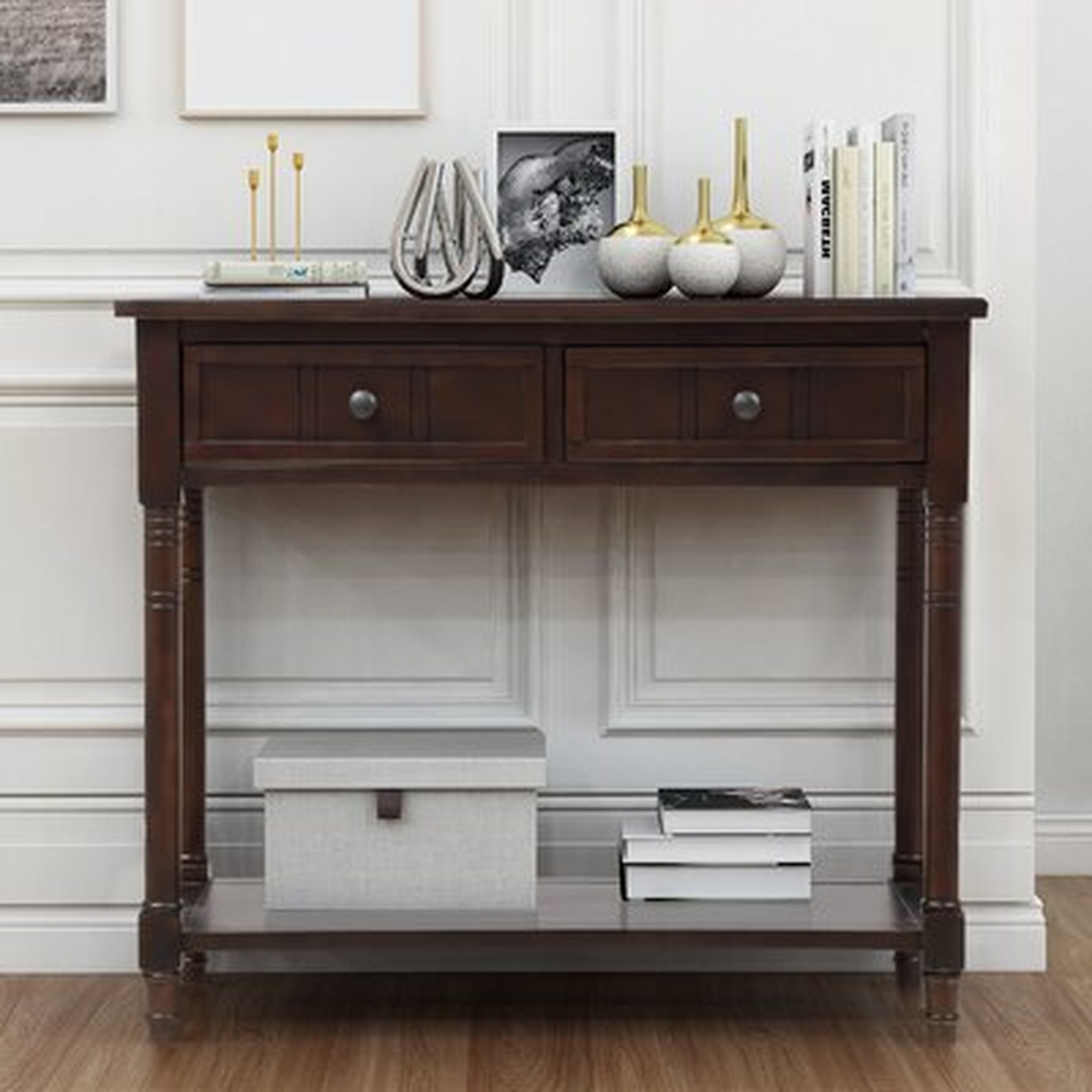Daisy Series Console Table Traditional Design With Two Drawers And Bottom Shelf Acacia Mangium (Ivory White) - Wayfair