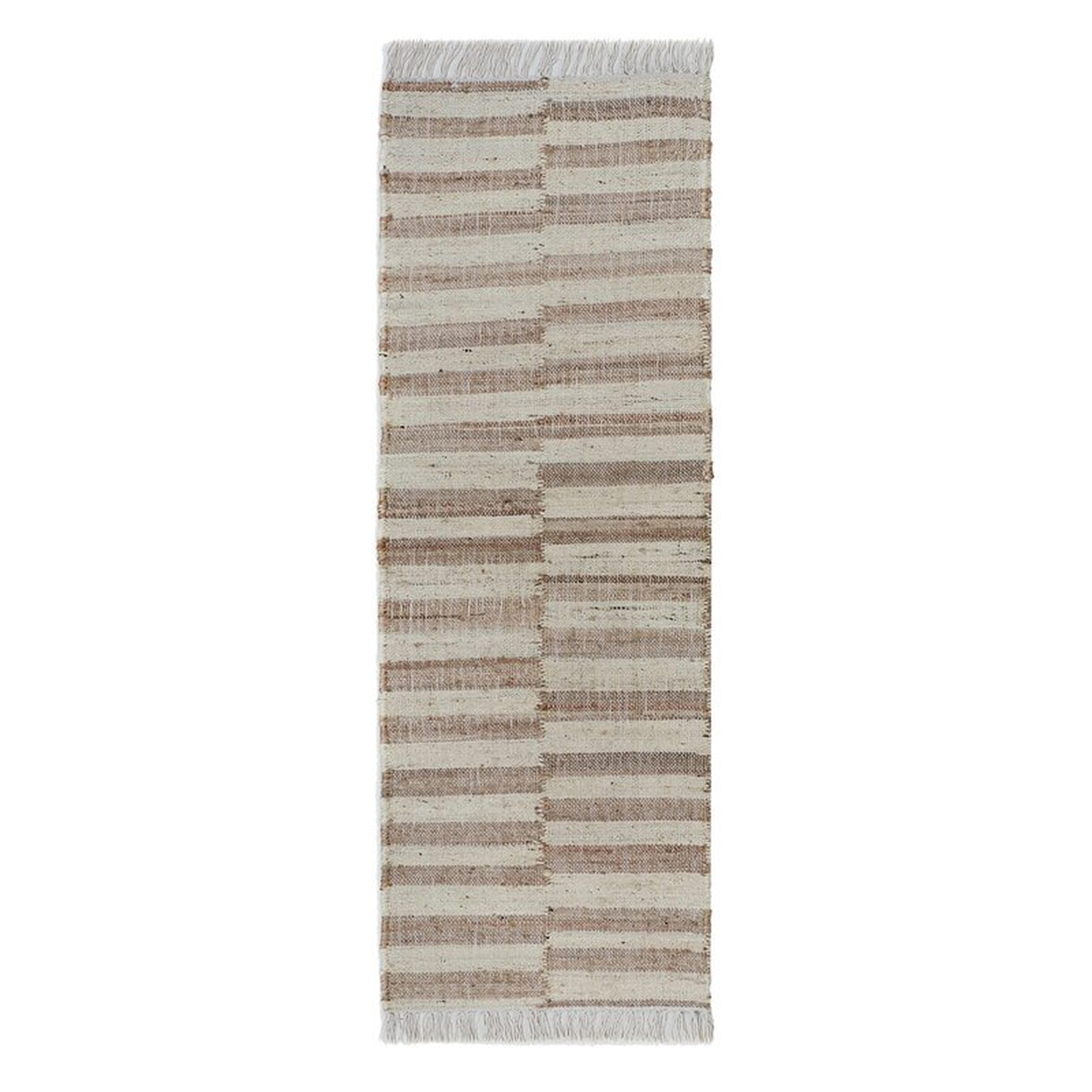 LOOMY Runner Striped Handmade Kilim Jute Ivory/Beige Area Rug - Perigold