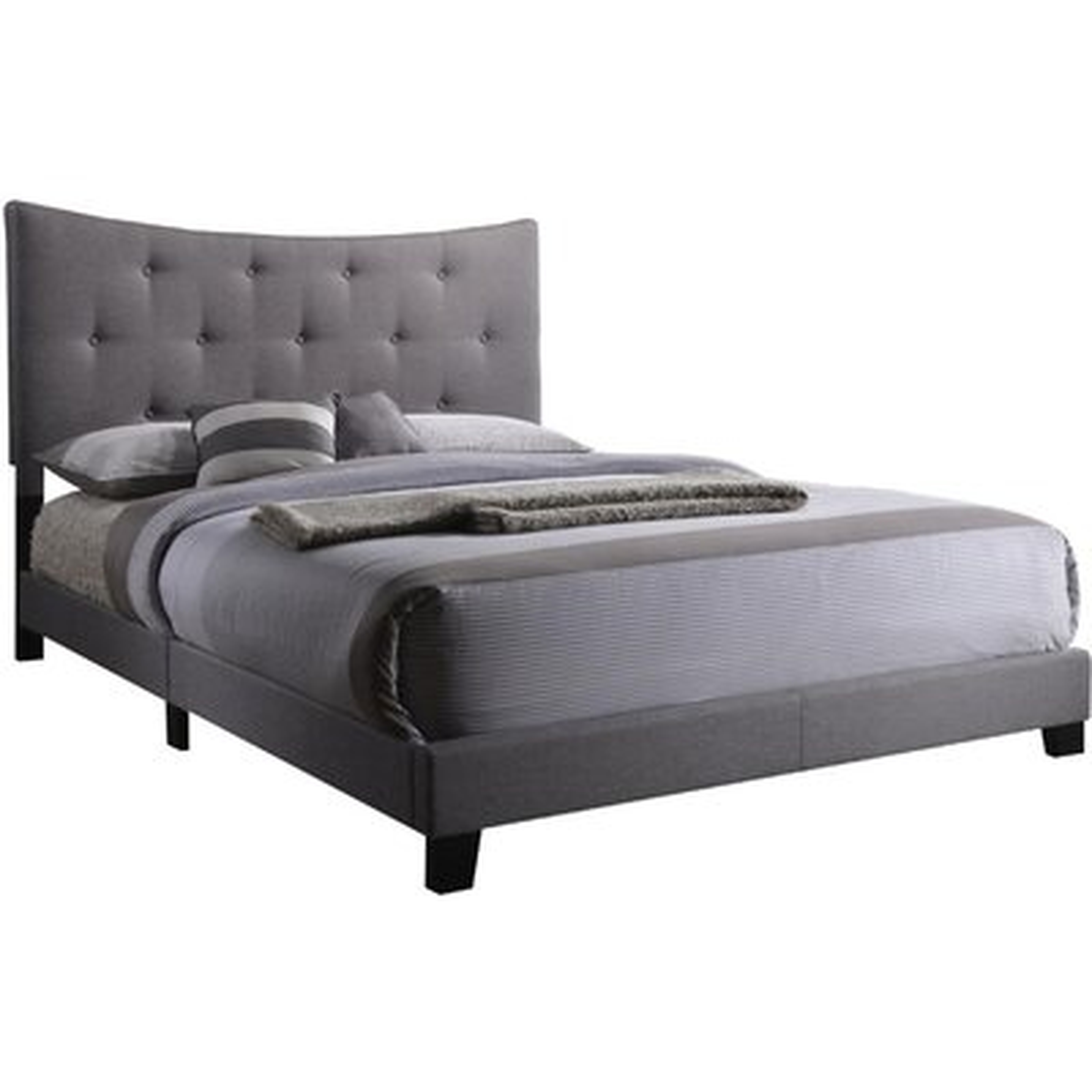 Queen Bed In Gray Fabric - Wayfair