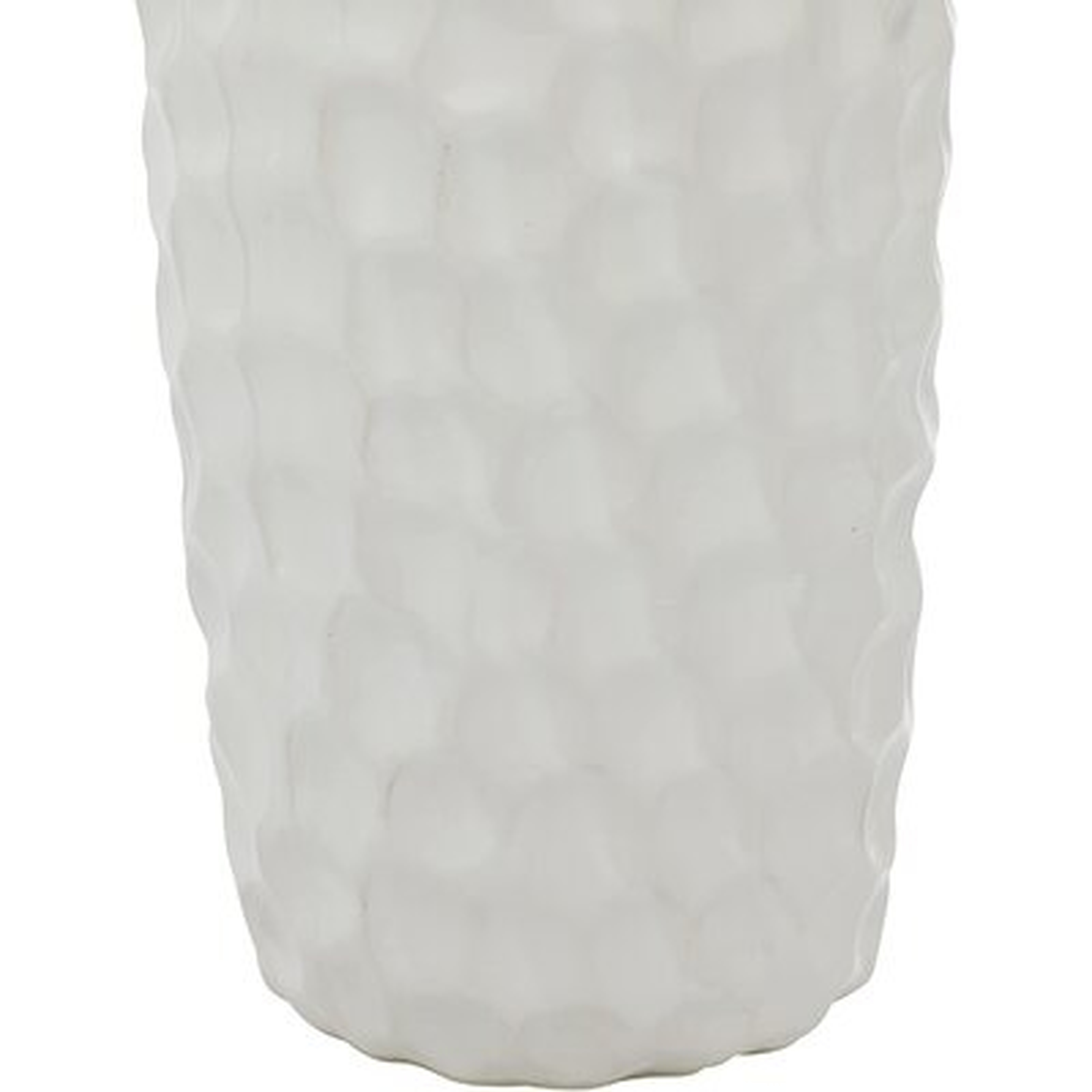 Dimpled Honeycomb Designed White Ceramic Vase, 9" X 5", 2 Piece - Wayfair