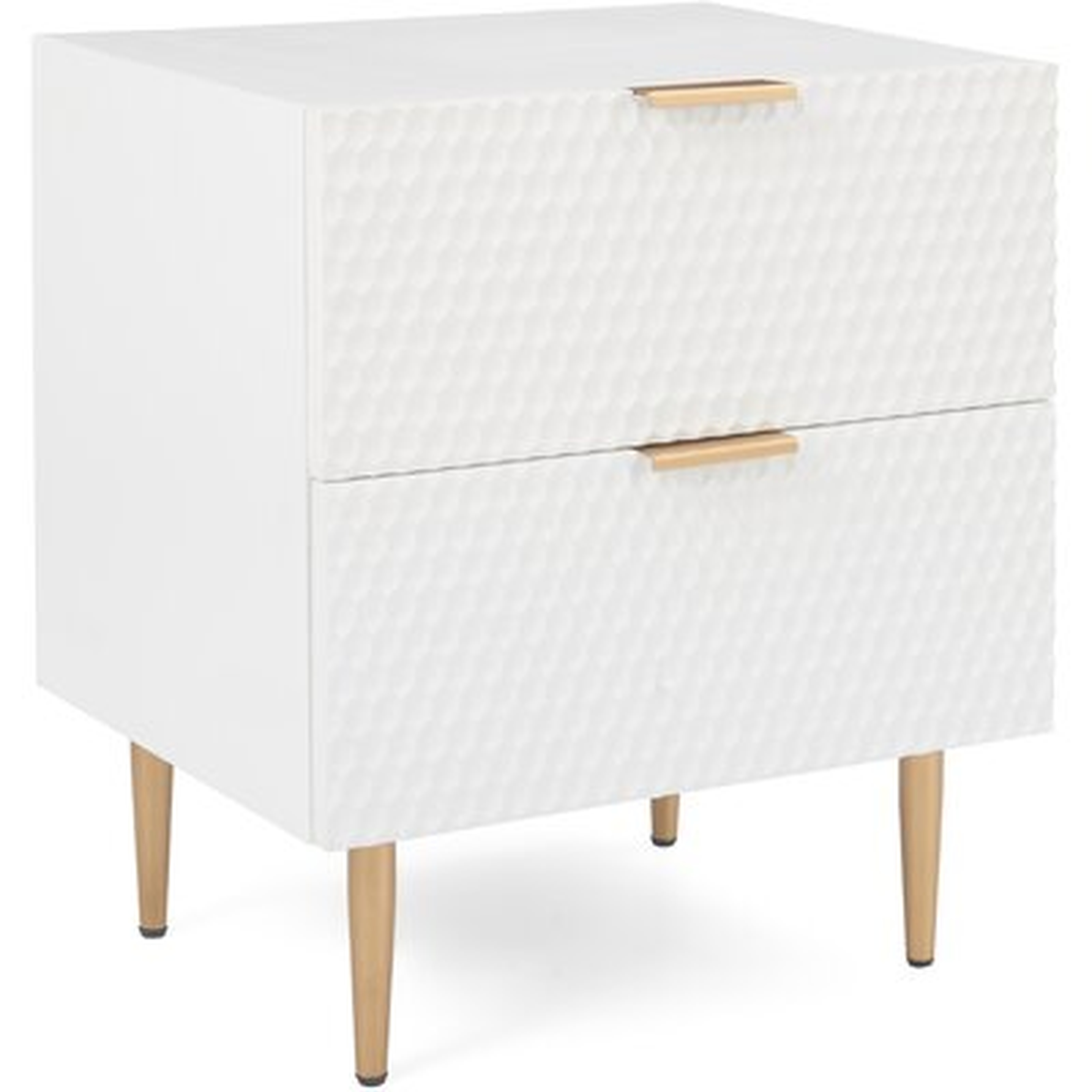 Aitkin 2 - Drawer Nightstand in White/Gold - Wayfair