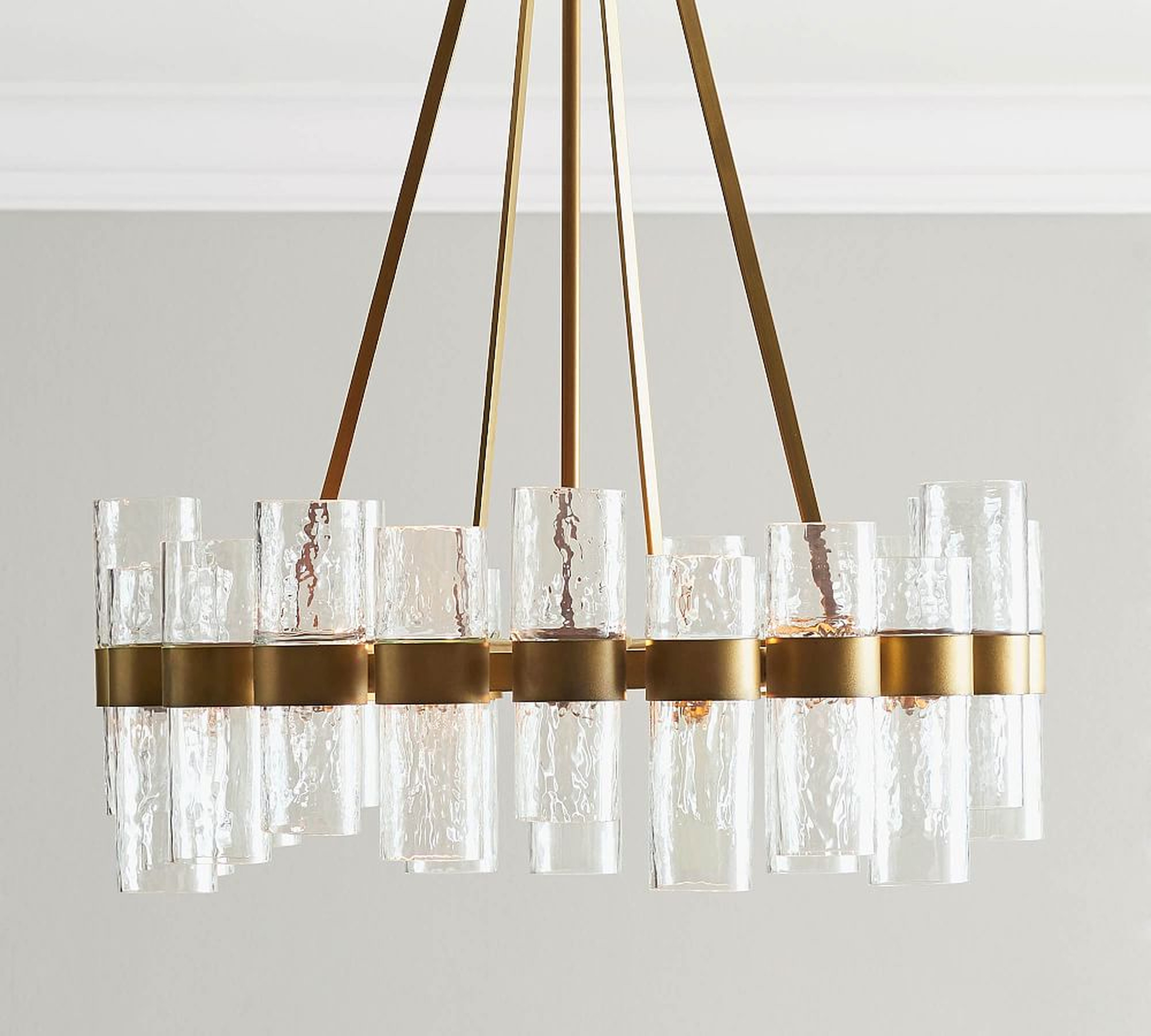 Penni Recycled Glass 24" Chandelier, Brass - Pottery Barn