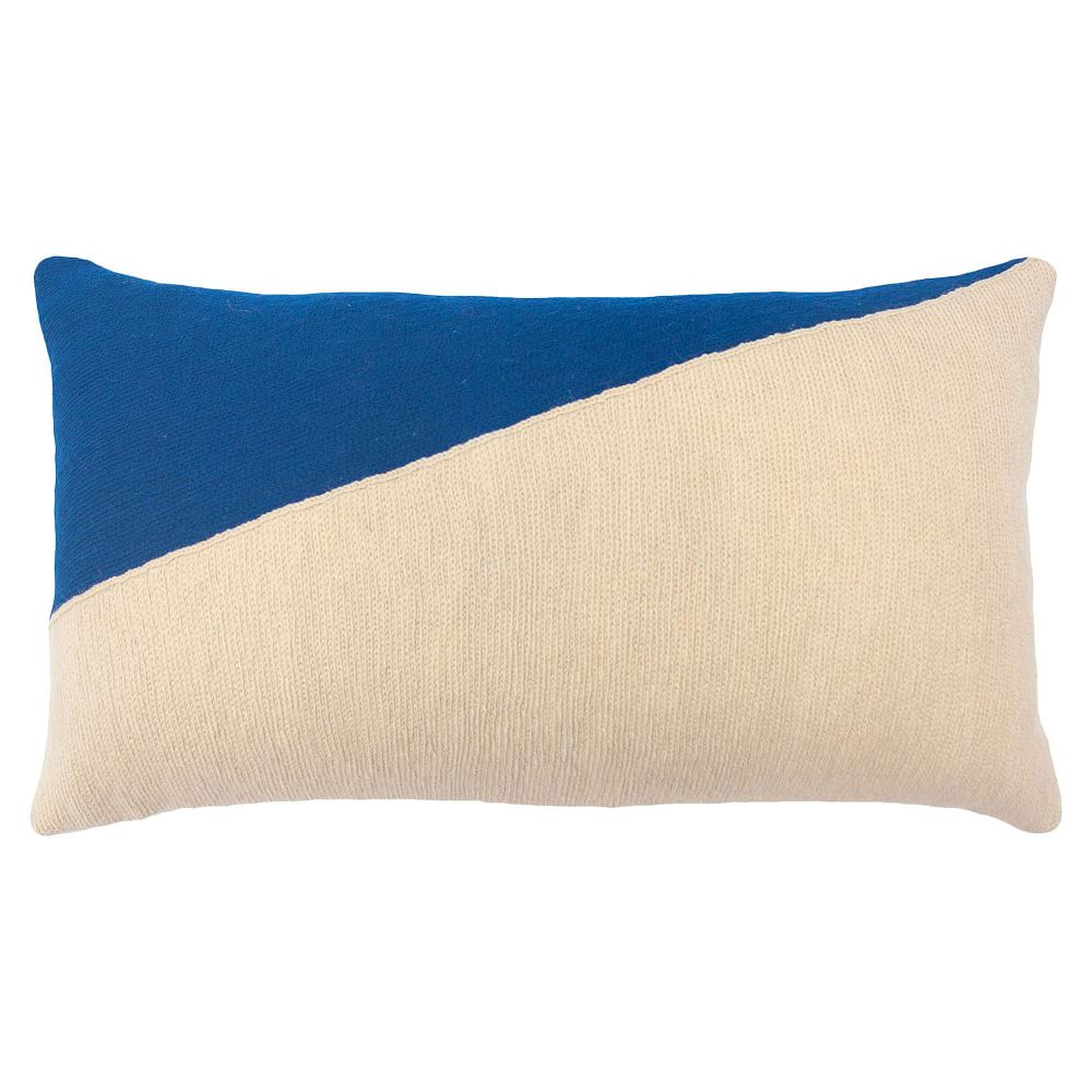 Marianne Triangle Pillow Hand, Embroidered Blue Pillow - West Elm