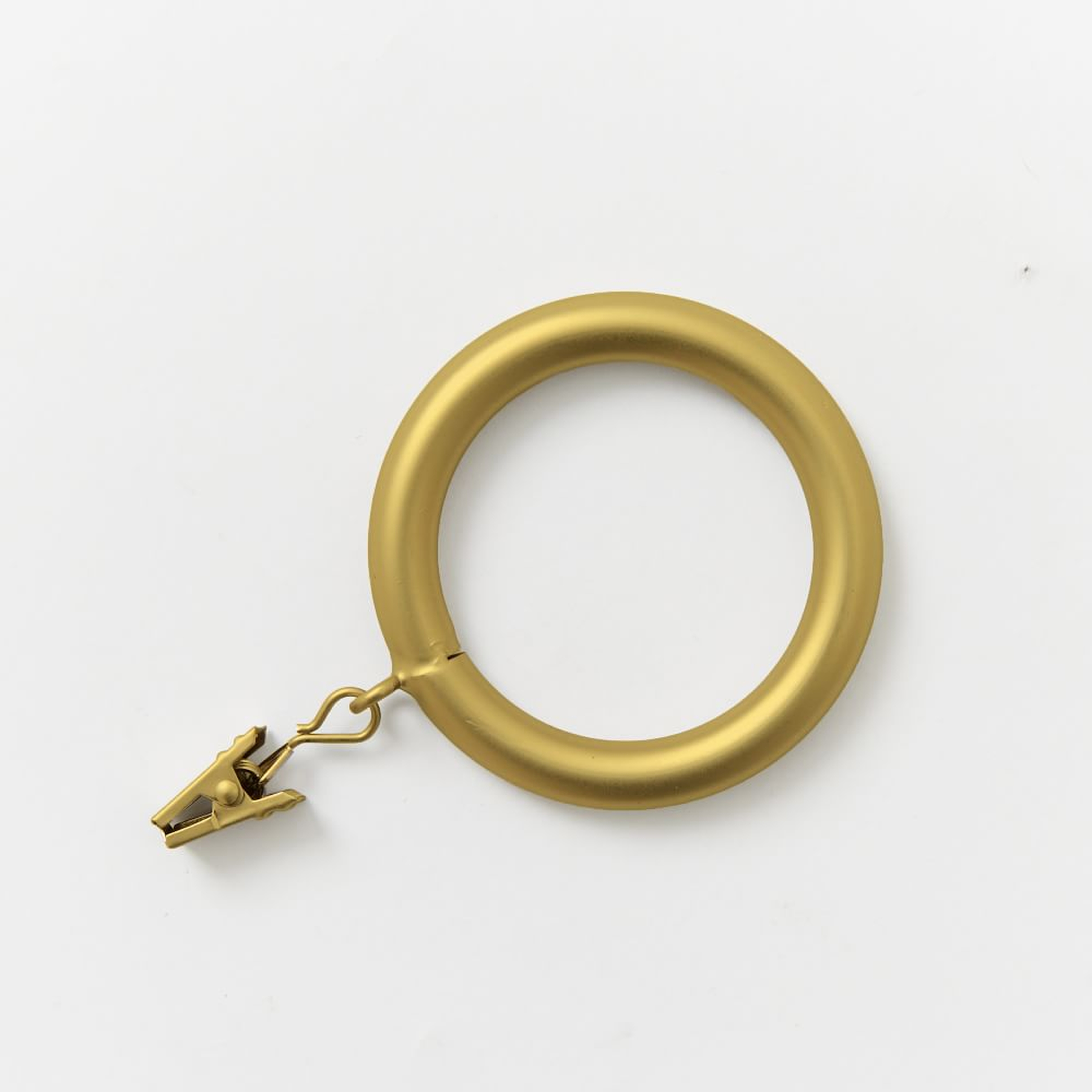 Oversized Metal Curtain Rings with Clips, Antique Brass, Set of 7 - West Elm