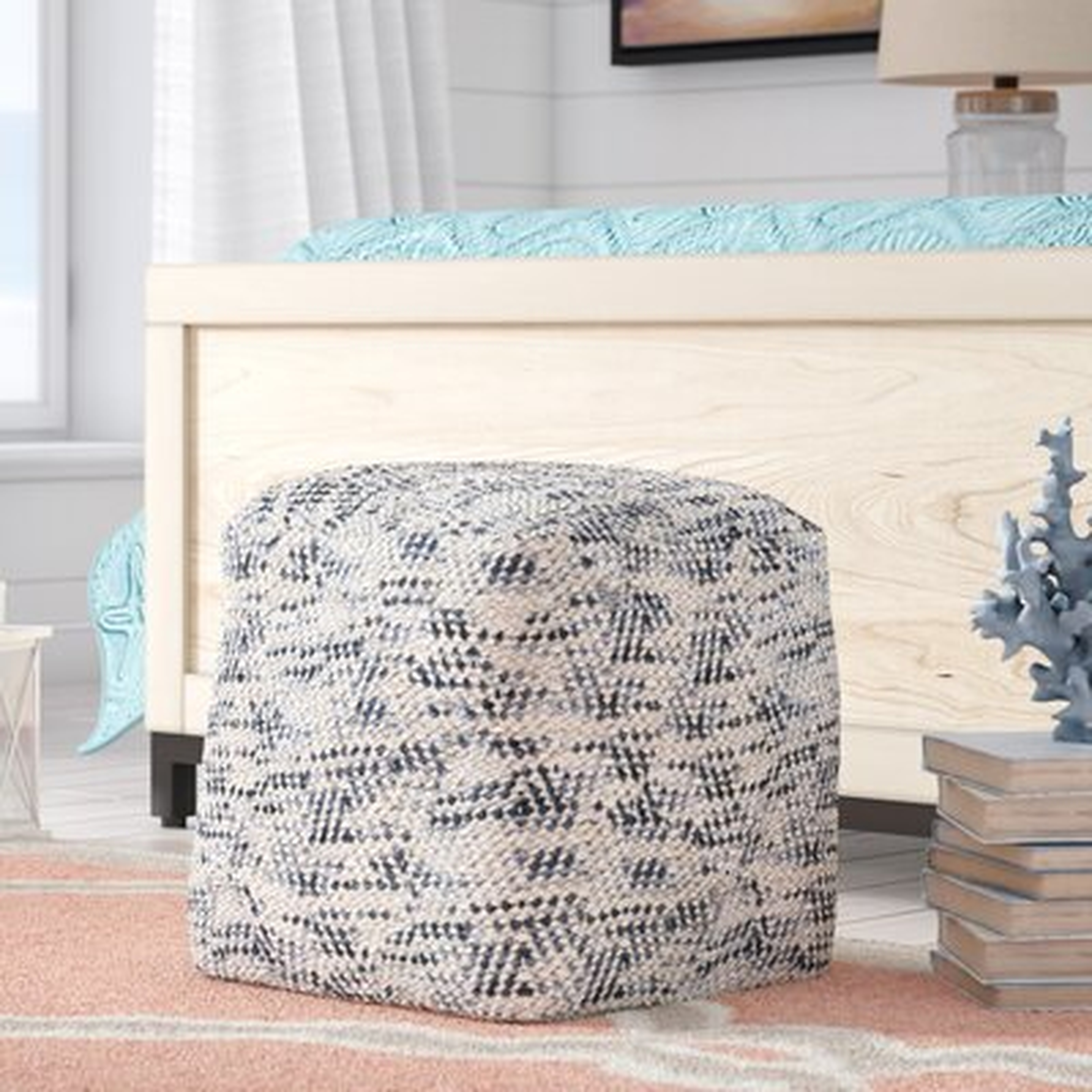 Hemel 16" Wool Square Geometric Pouf - Wayfair