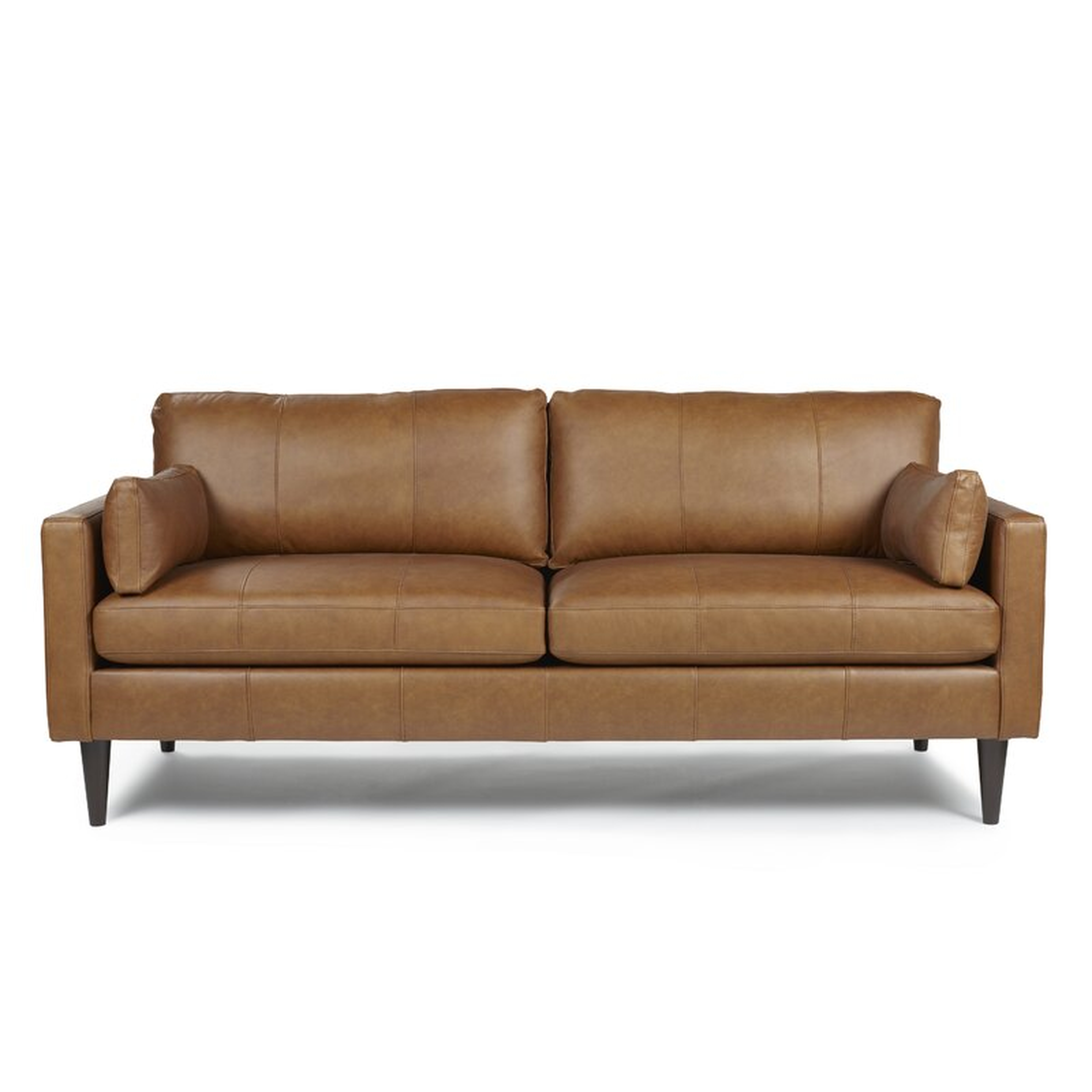 Gaia 81'' Genuine Leather Square Arm Sofa, Brown & Espresso - Wayfair