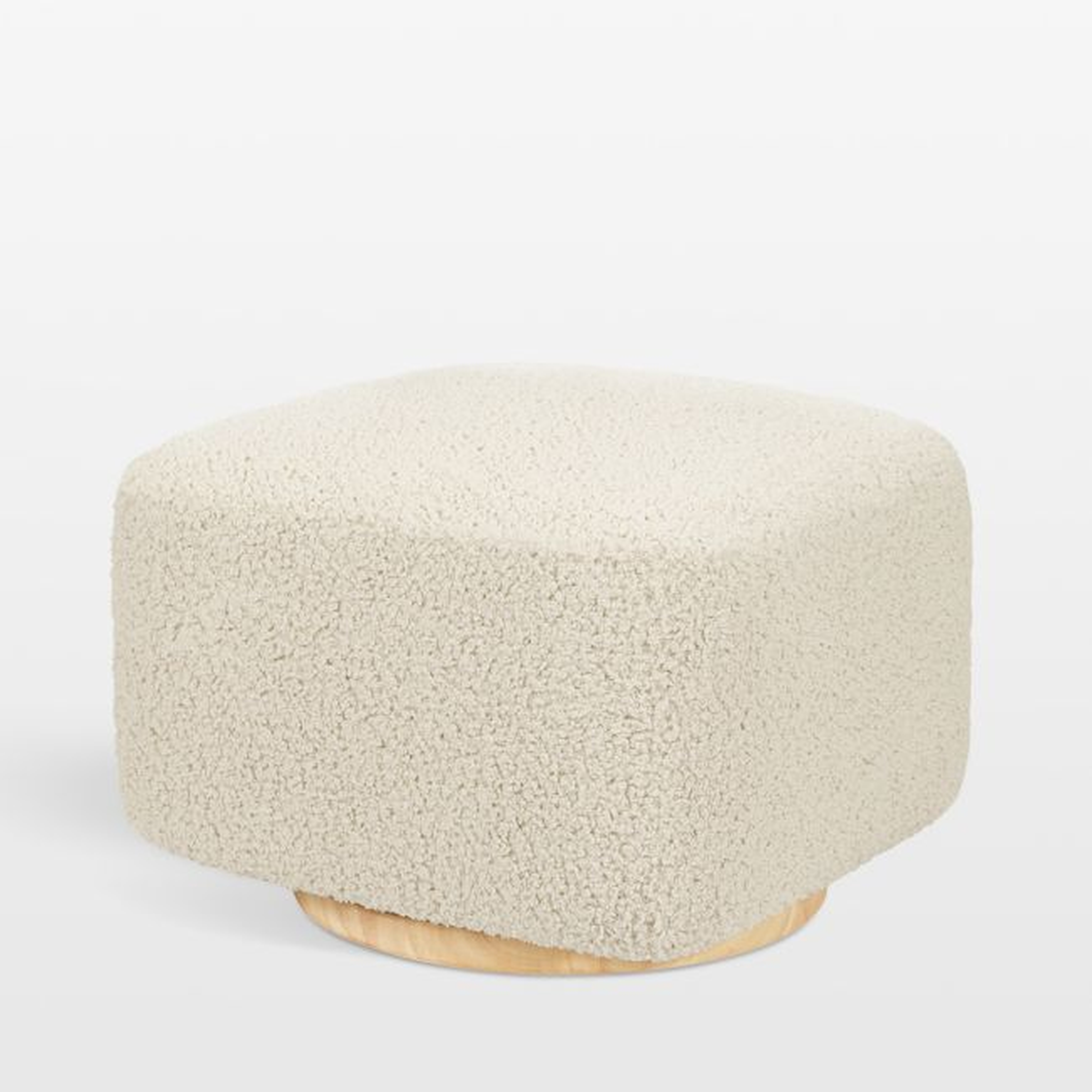 Babyletto Kiwi Gliding Ottoman in Almond Teddy Loop with Light Wood Base - Crate & Kids