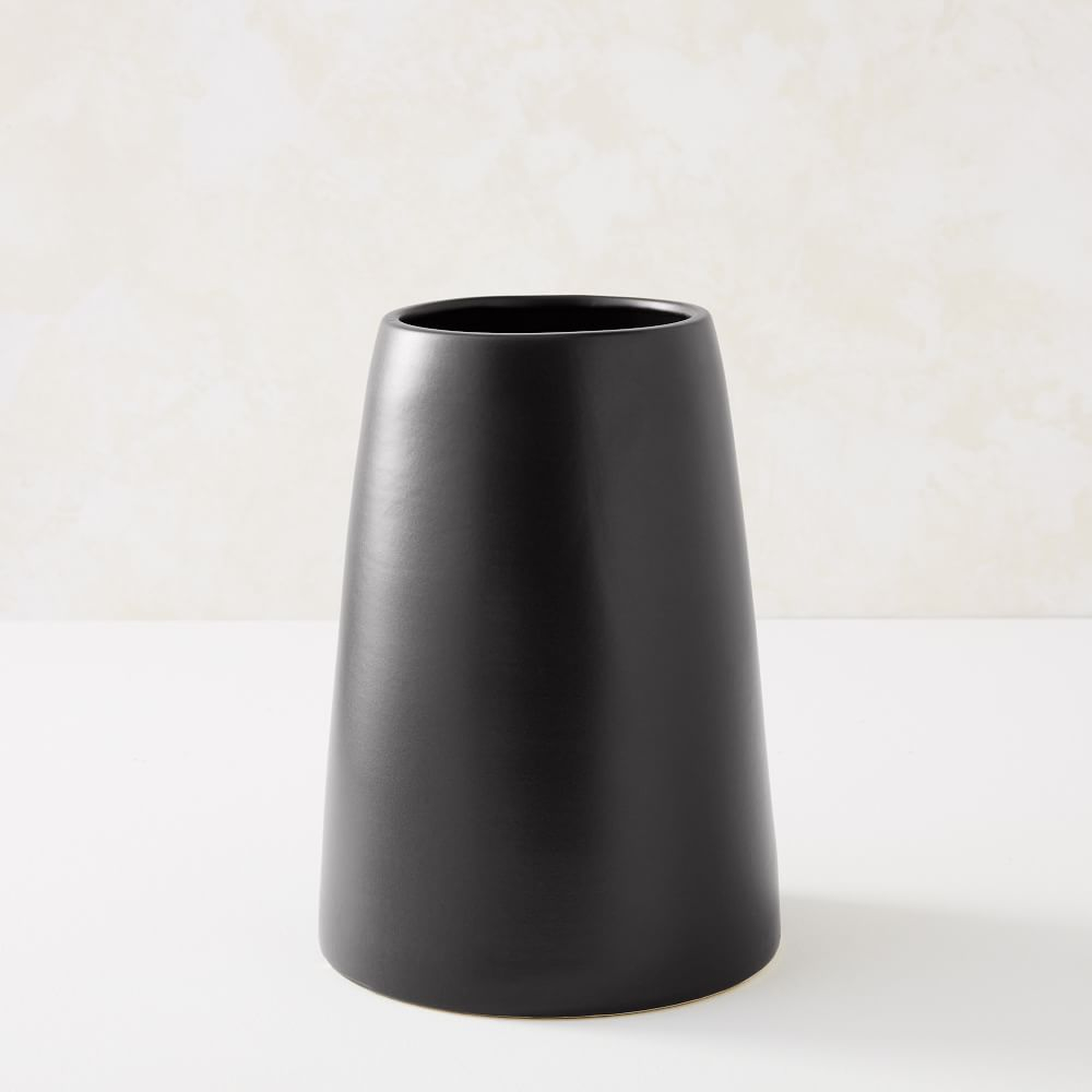 Pure Black Ceramic Vase, Squat - West Elm