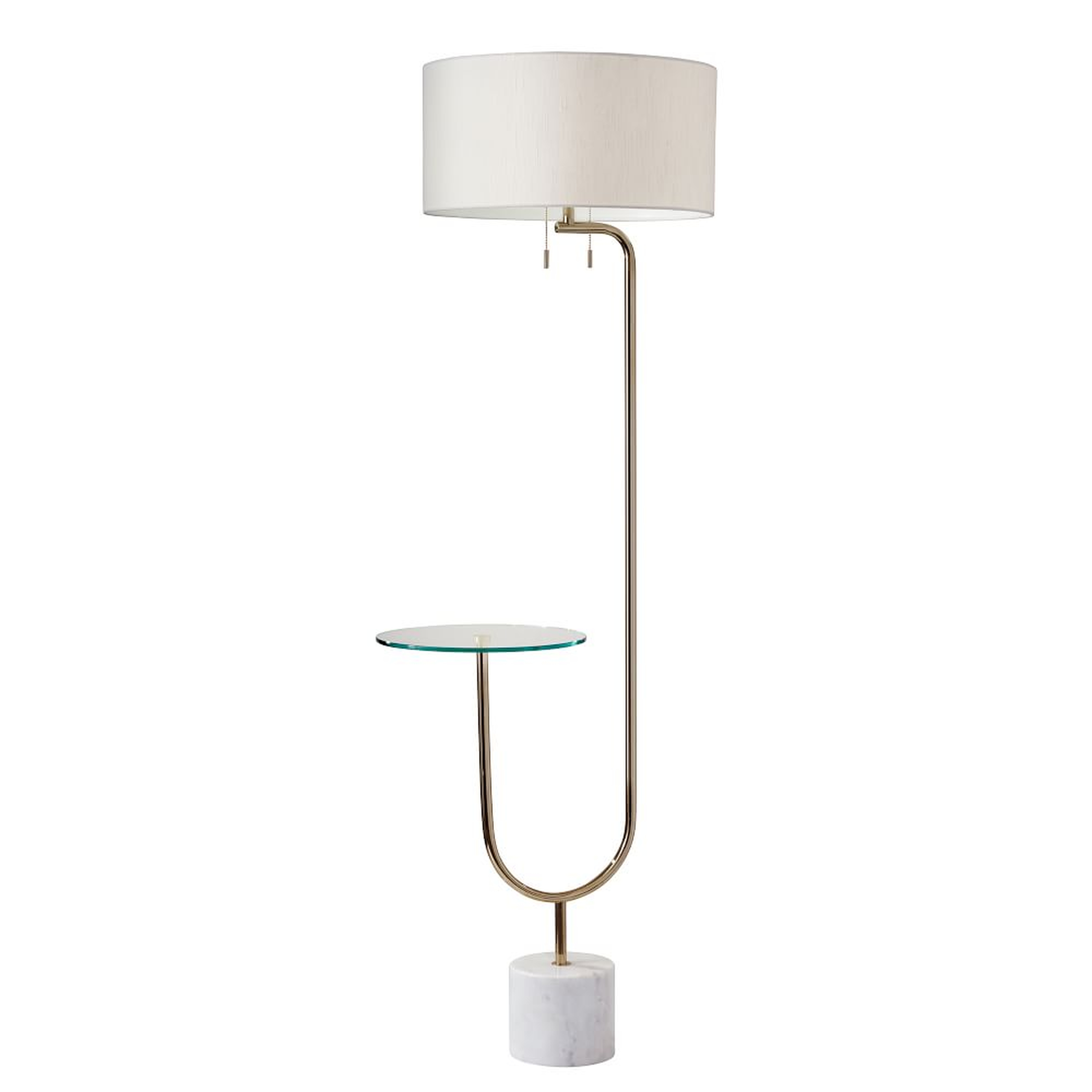 Deco Shelf Floor Lamp, Antique Brass & White Marble - West Elm