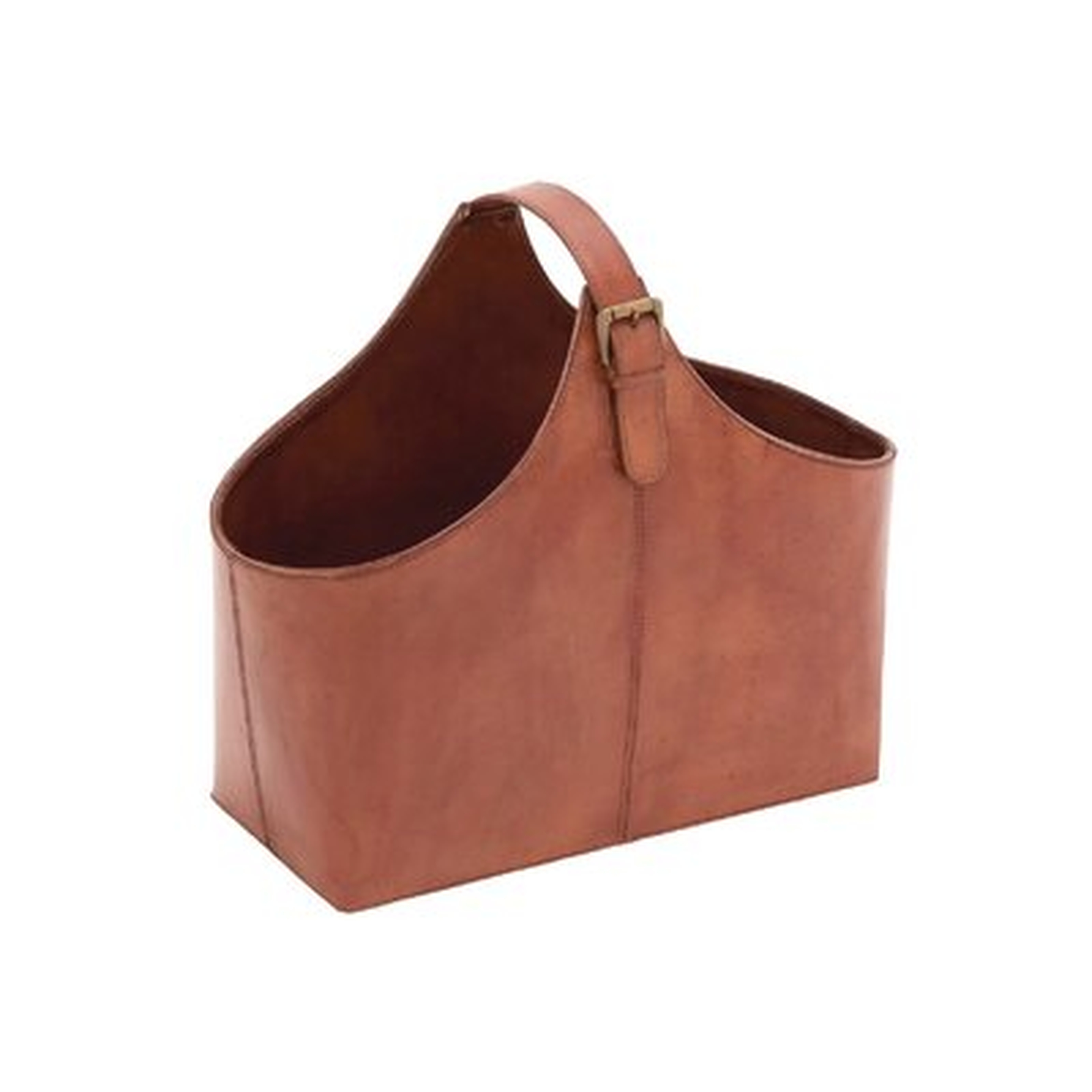 Alline Wood Real Leather Magazine Rack - Wayfair