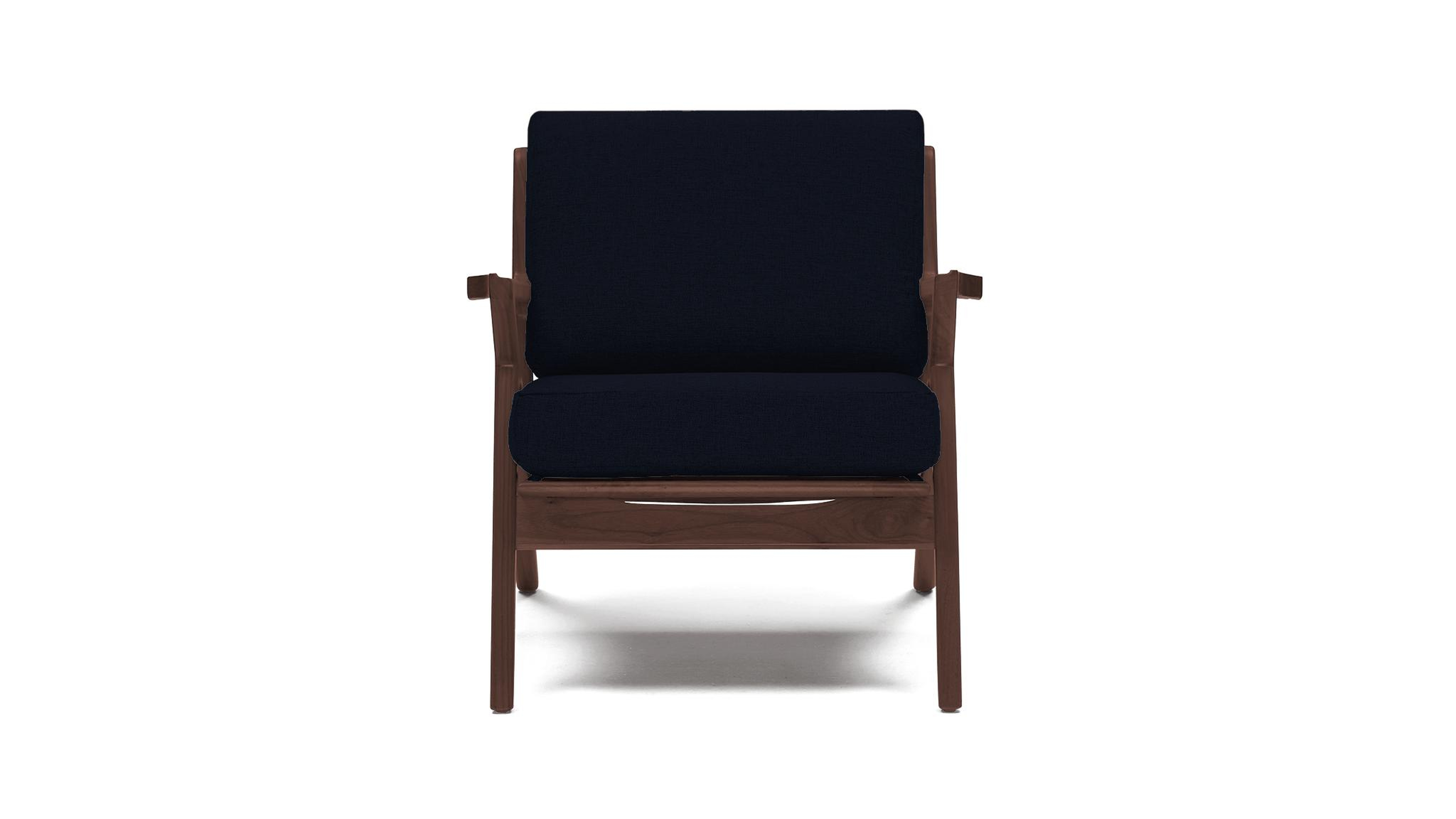 Blue Soto Mid Century Modern Concave Arm Chair - Sunbrella Premier Indigo - Walnut - Joybird