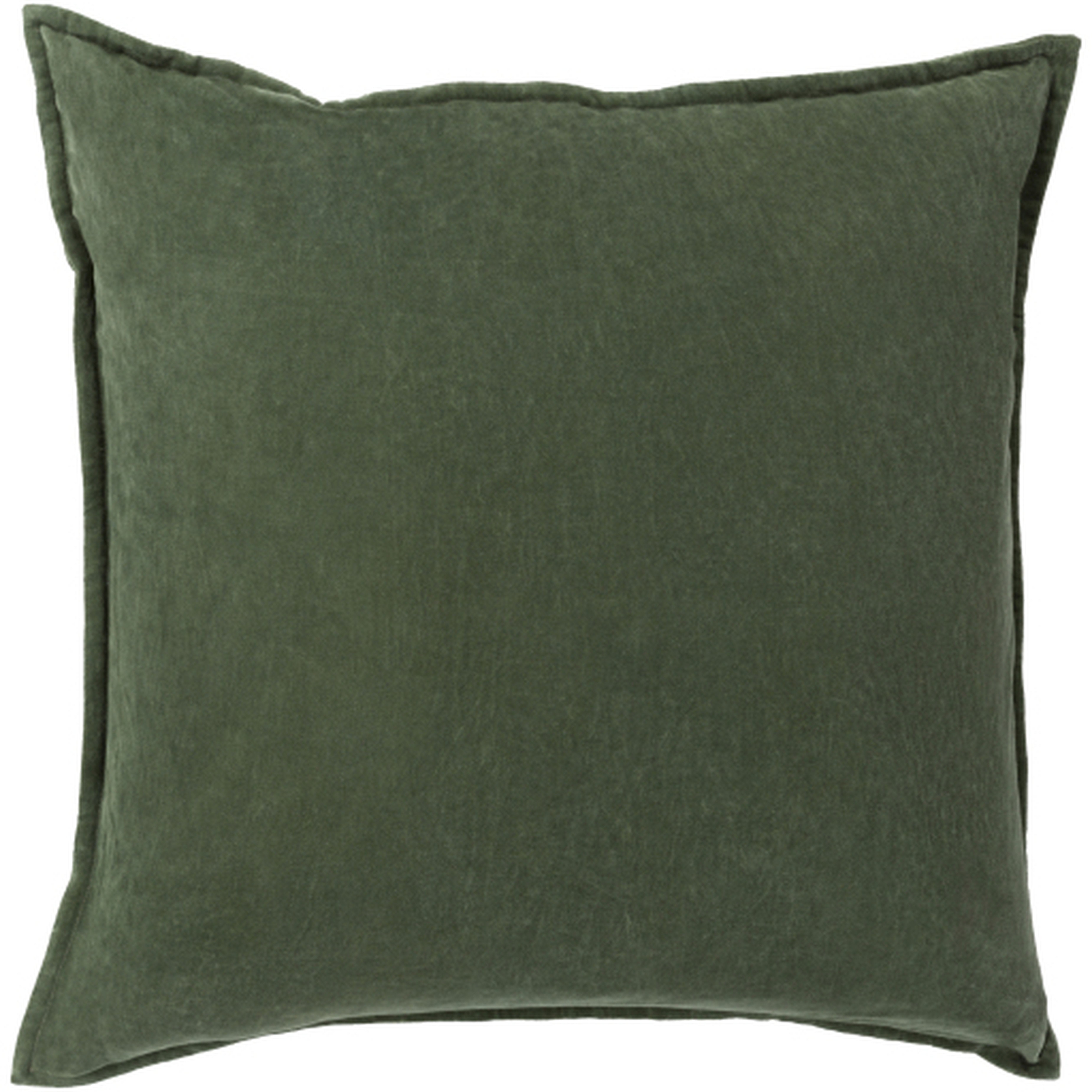 Cotton Velvet Pillow, 20" x 20", Green, Poly - Surya