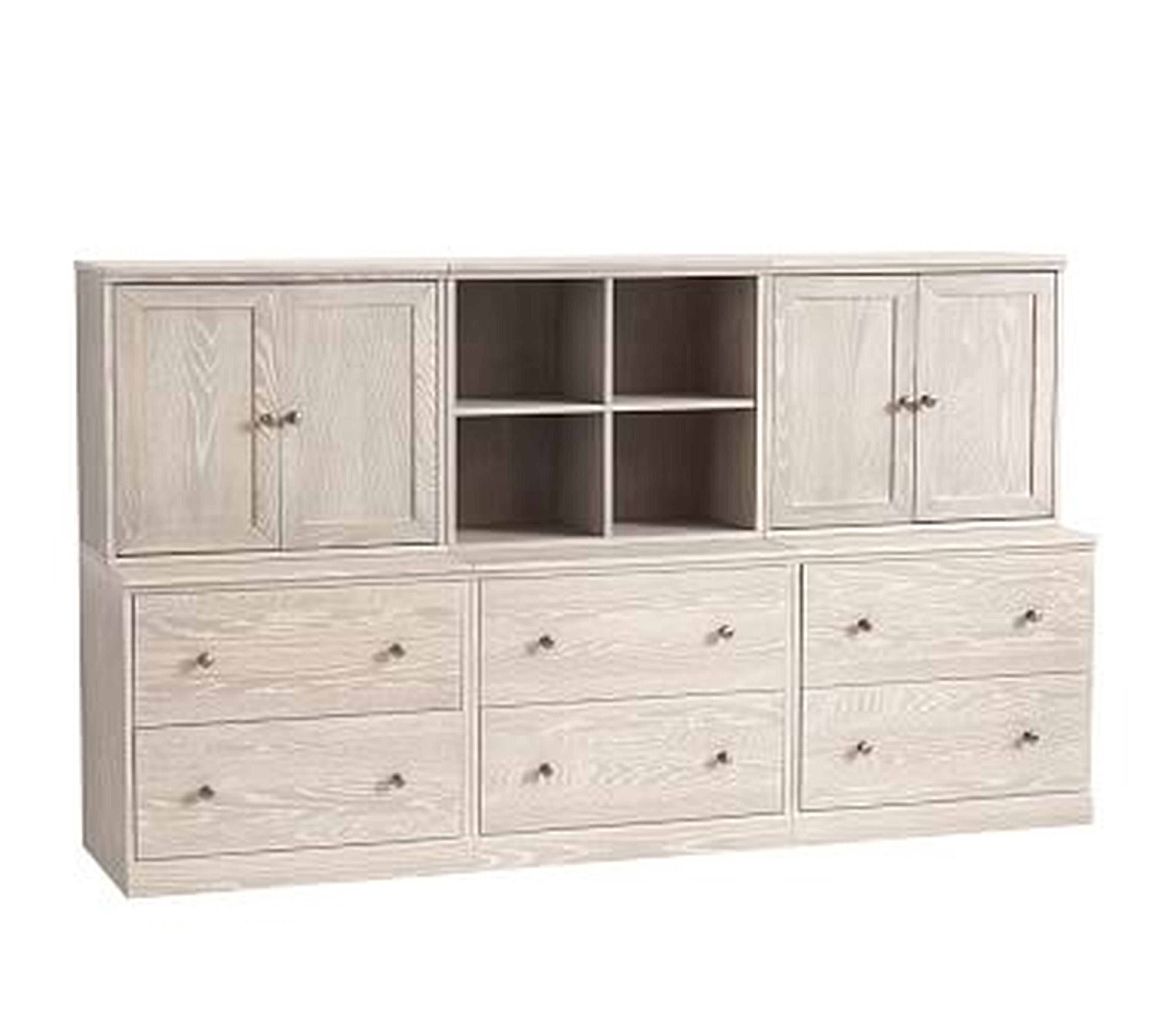 Cameron 1 Cubby, 2 Cabinets, &amp; 3 Double Drawer Base Set, Heritage Fog, Flat Rate - Pottery Barn Kids