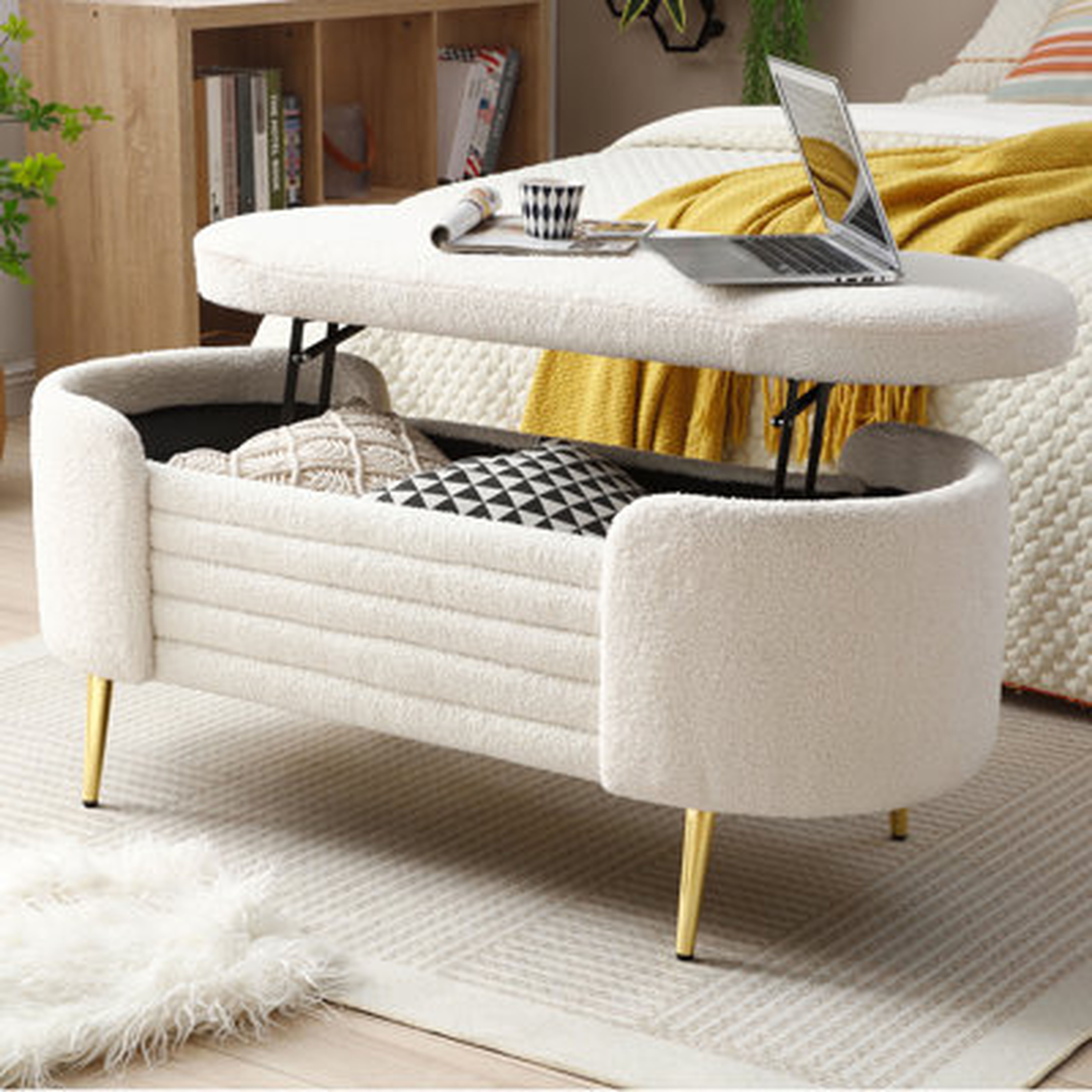 Reseta Upholstered Flip Top Storage Bench - Wayfair