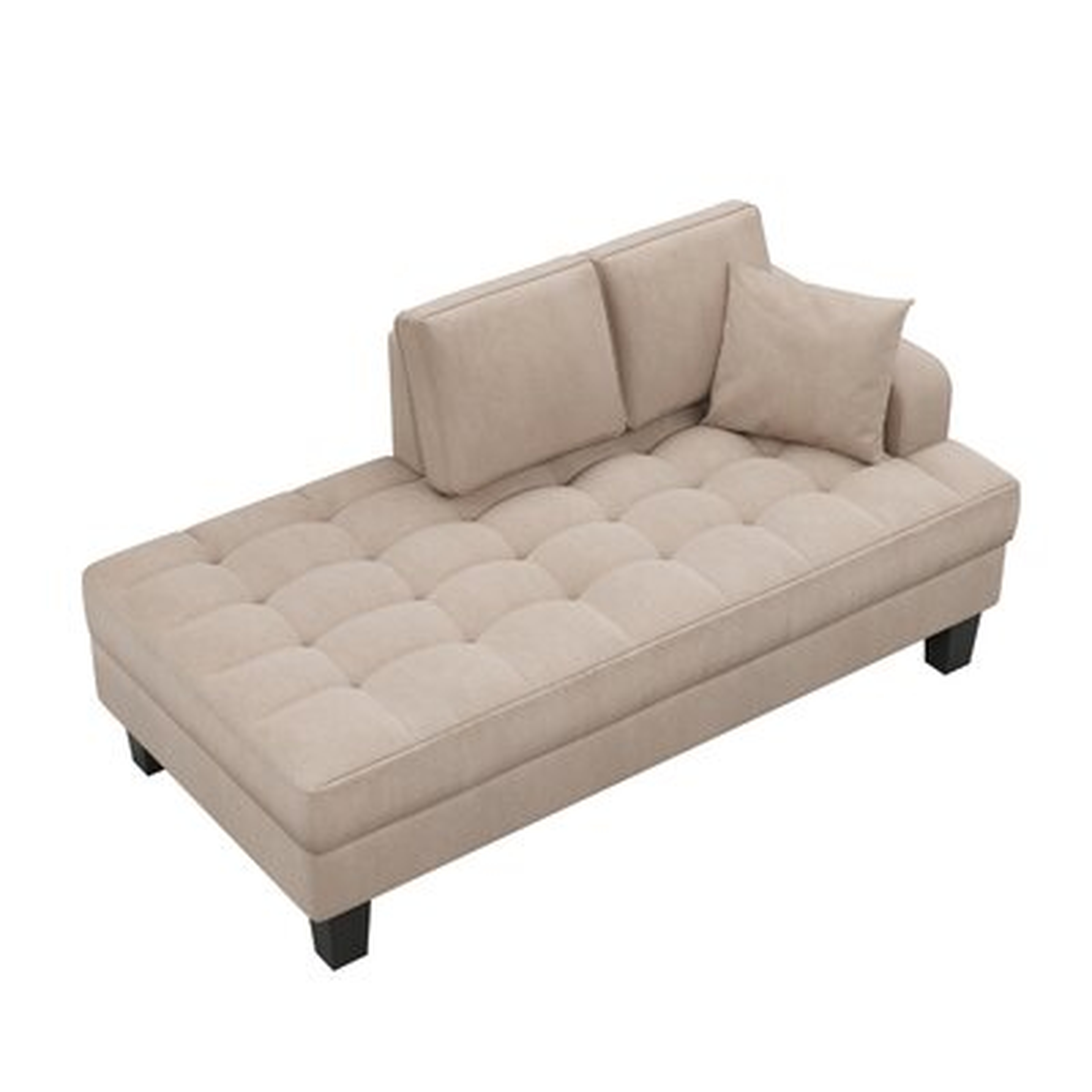 Tufted Upholstered Fabric Chaise Longue With 1 Pillow, Warm Grey - Wayfair
