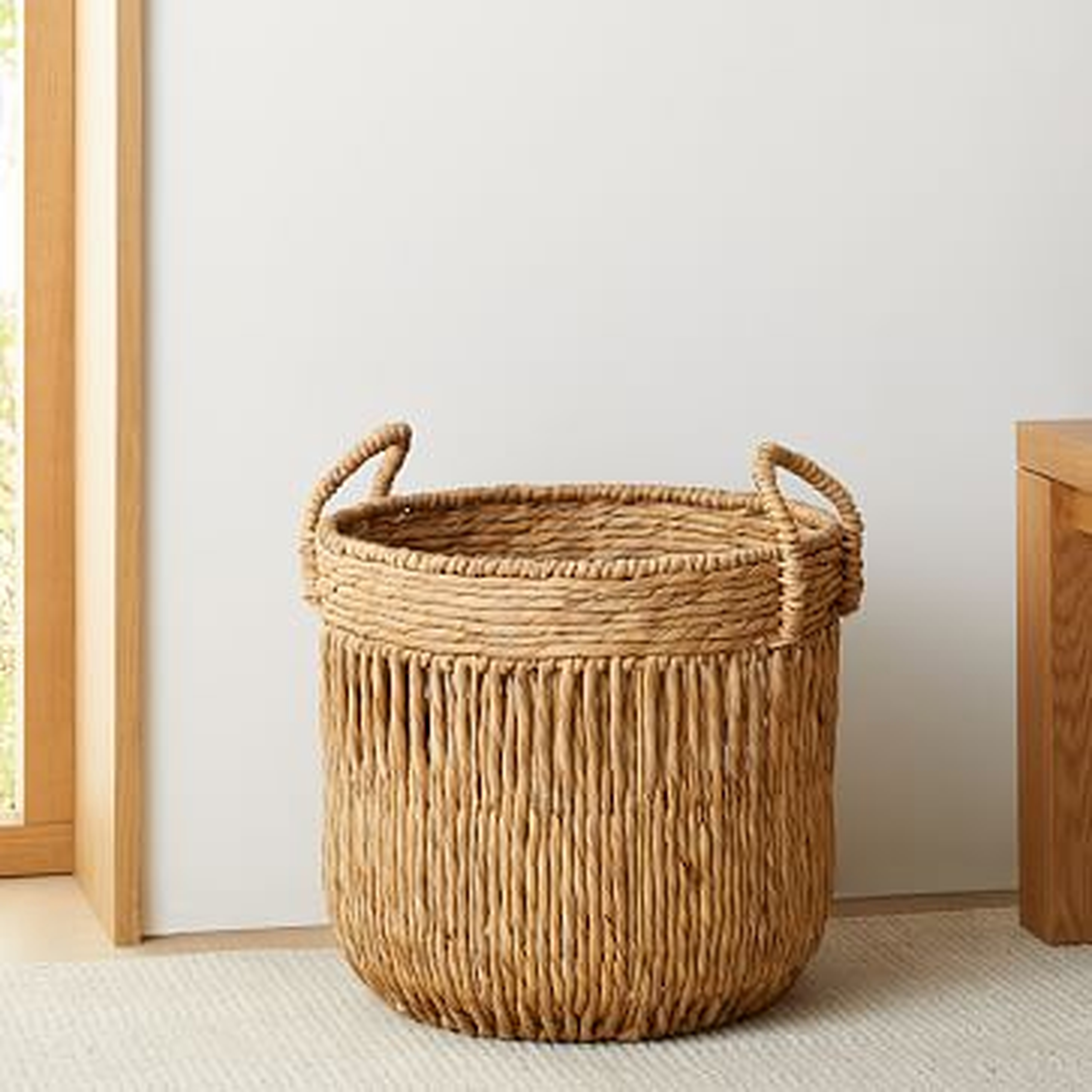 Vertical Lines Baskets, Large Round, Natural - West Elm