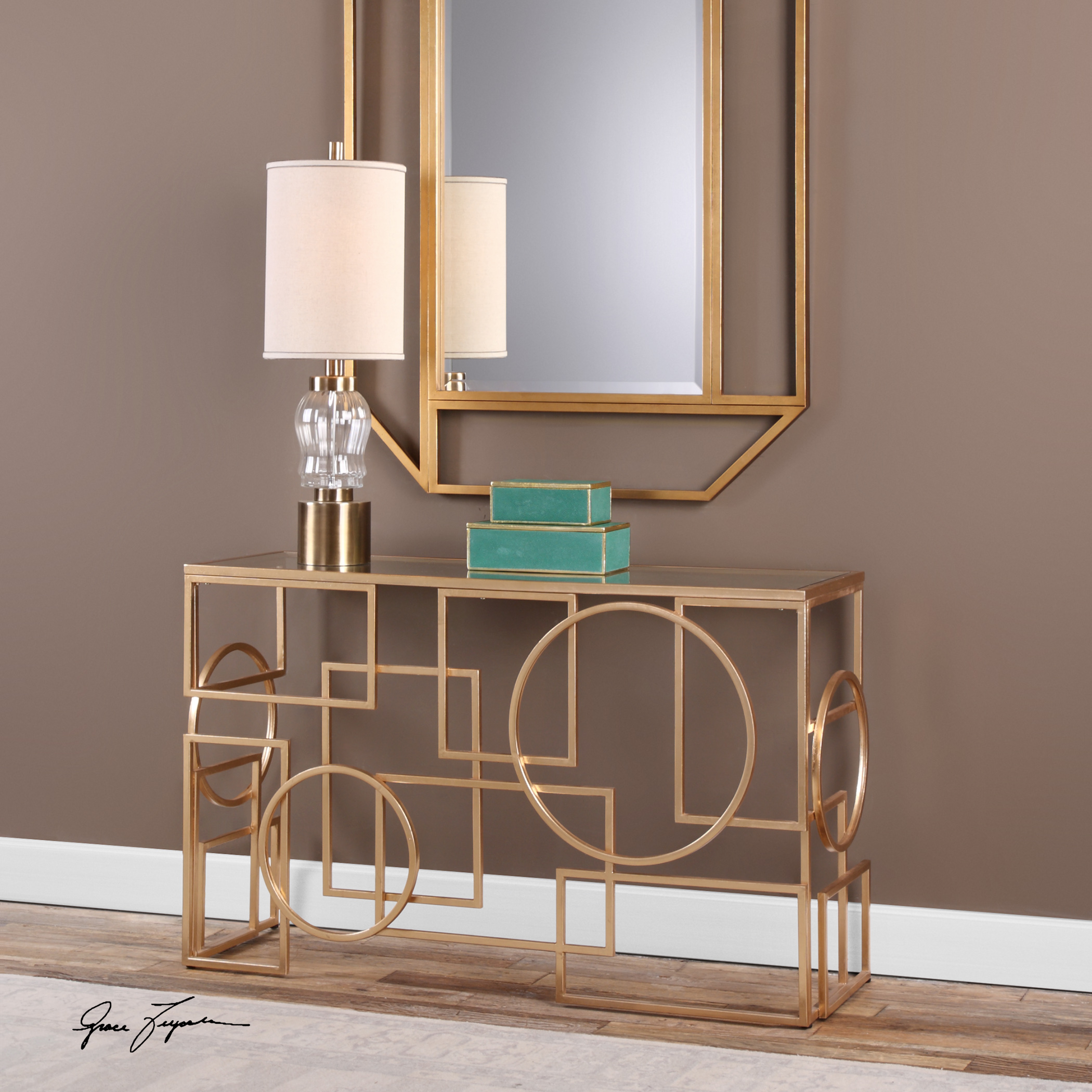 Metria Gold Console Table 52"W - Uttermost