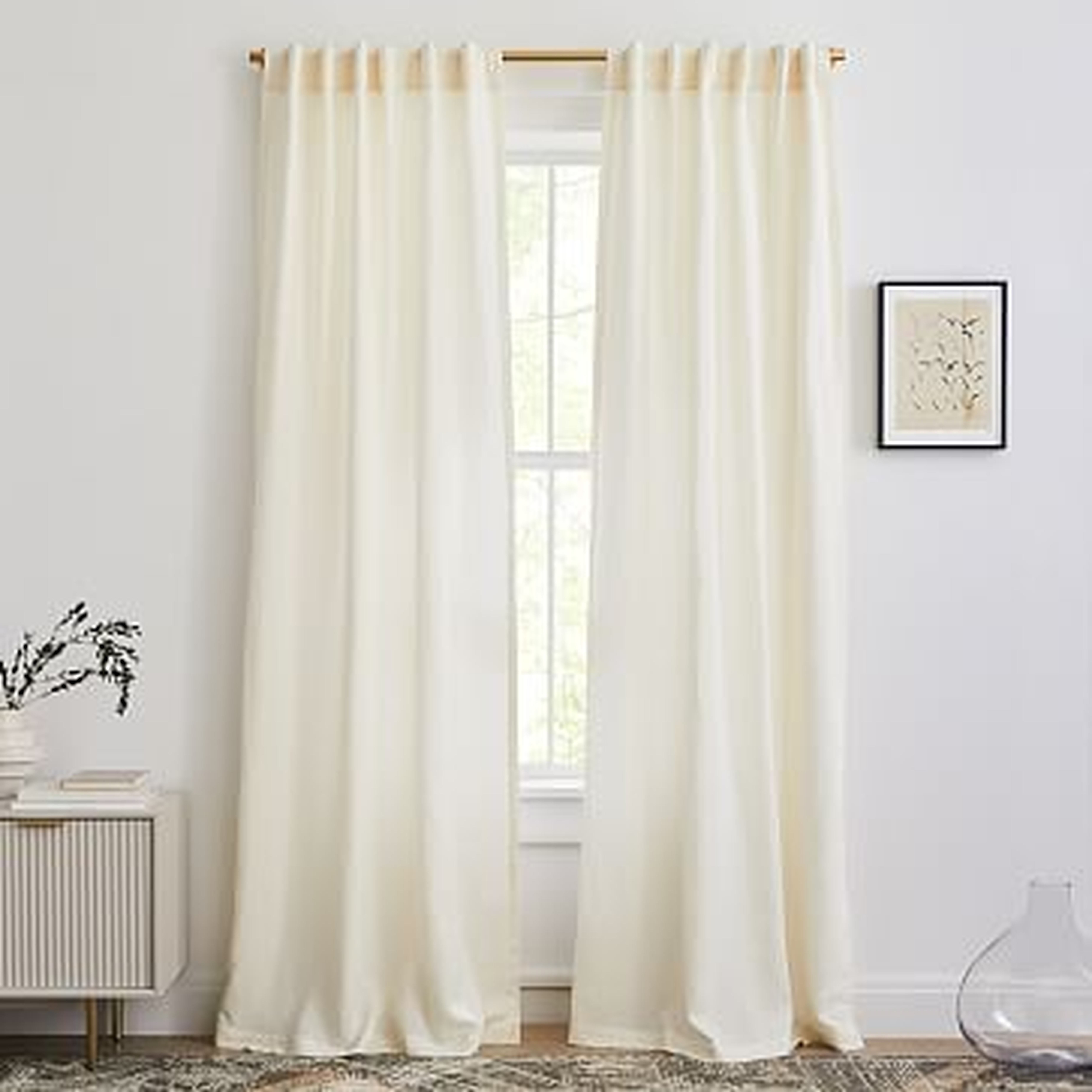 European Flax Linen Curtain, Alabaster, 48"x96", Set of 2 - West Elm