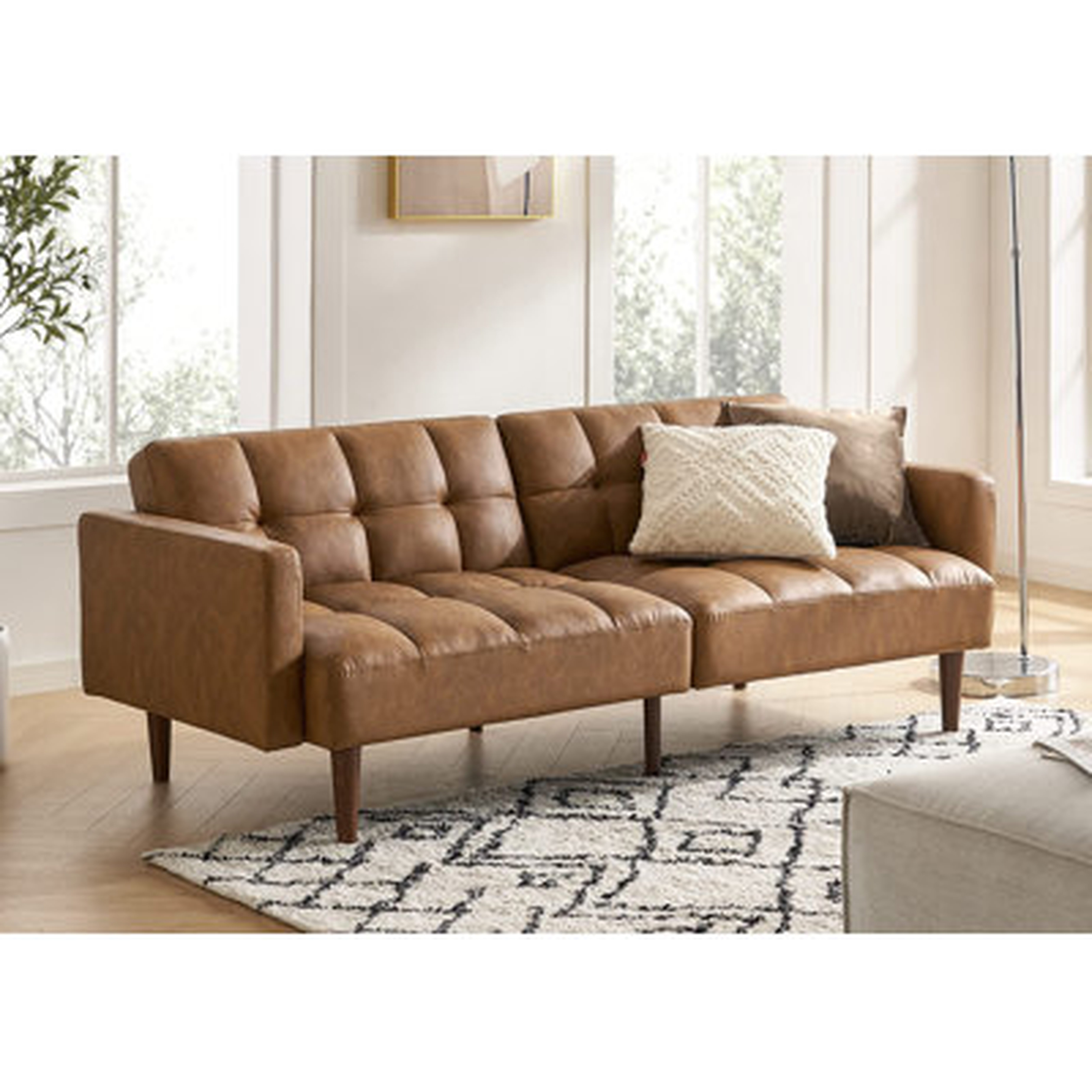 Reiana Twin 77.56'' Wide Faux Leather Convertible Sofa - Wayfair