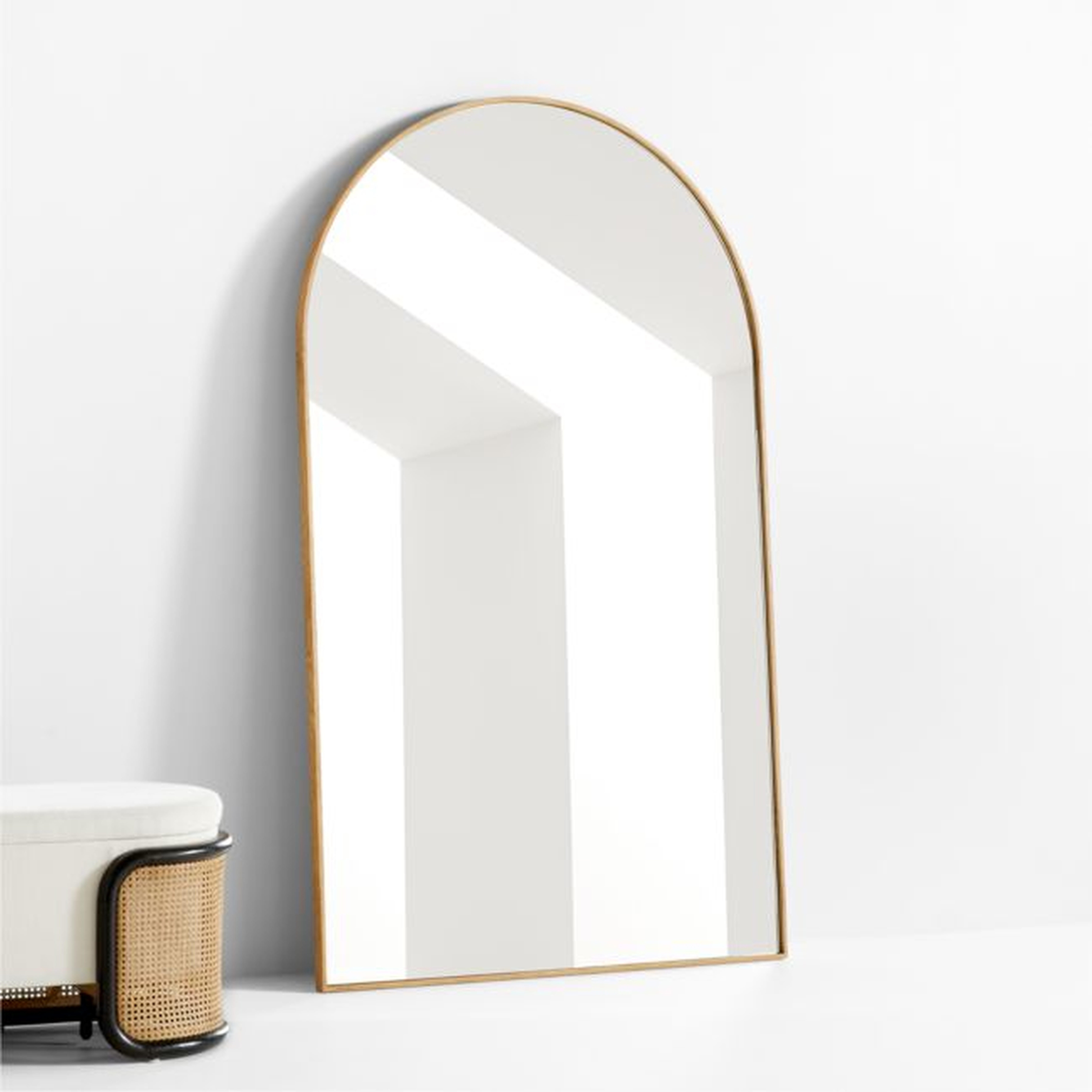 Edge Oak Wood Extra-Large Arched Floor Mirror 48"x80" - Crate and Barrel