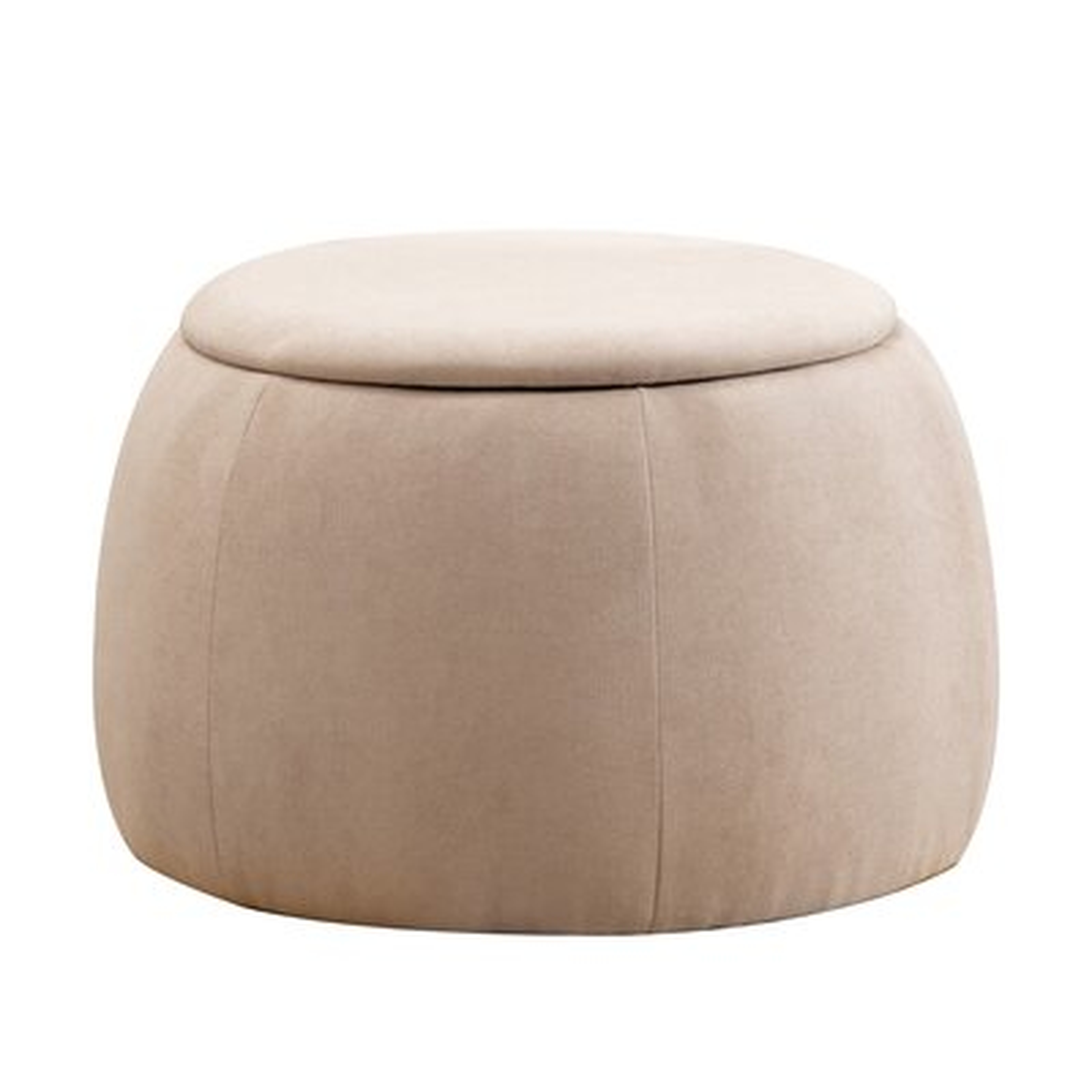 23'' Wide Fabric Upholstered Round Pouf Ottoman With Storage, Gray, Set Of 1 - Wayfair