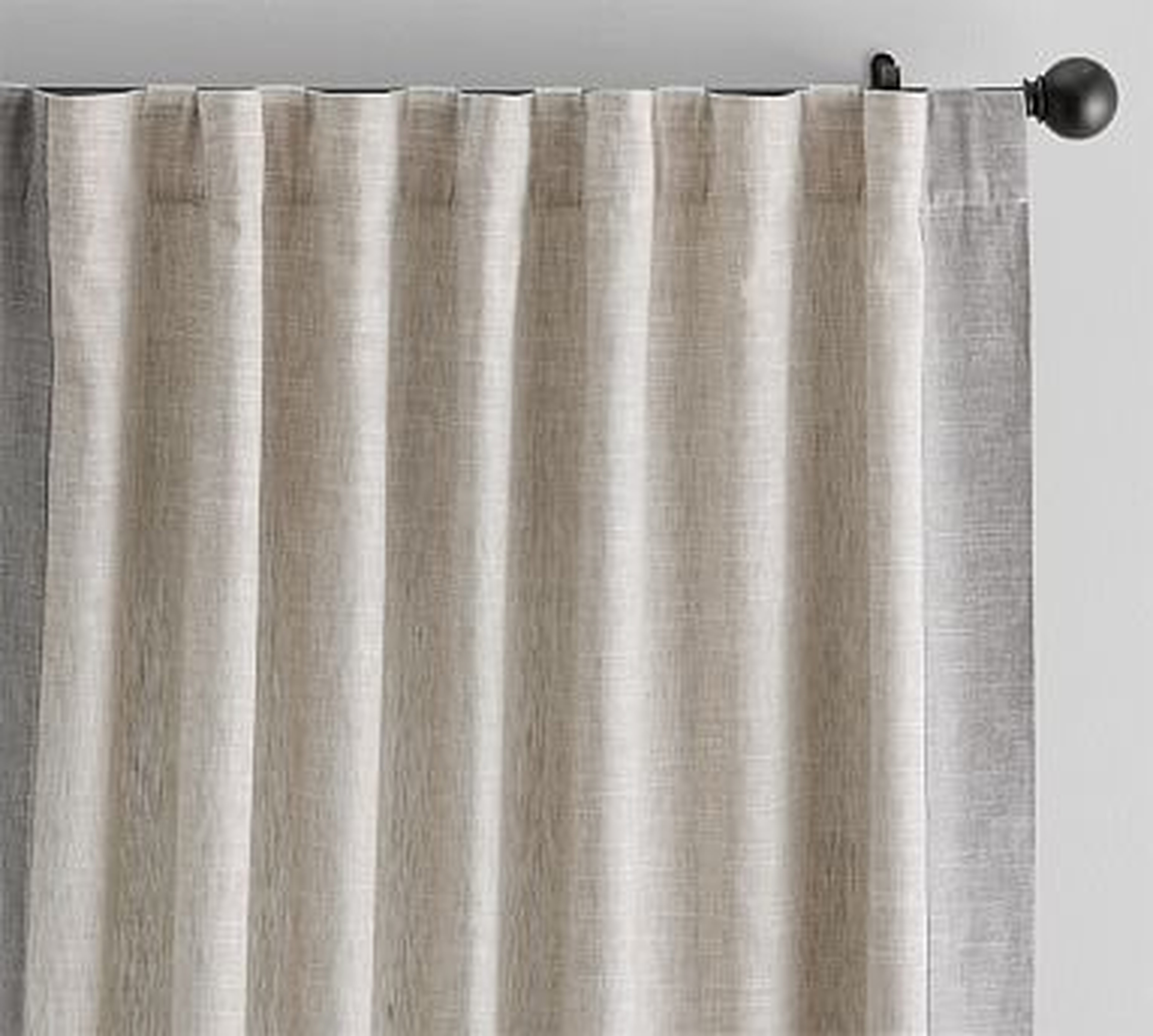 Emery Framed Border Linen Curtain, 50 x 108", Oatmeal/Gray - Pottery Barn